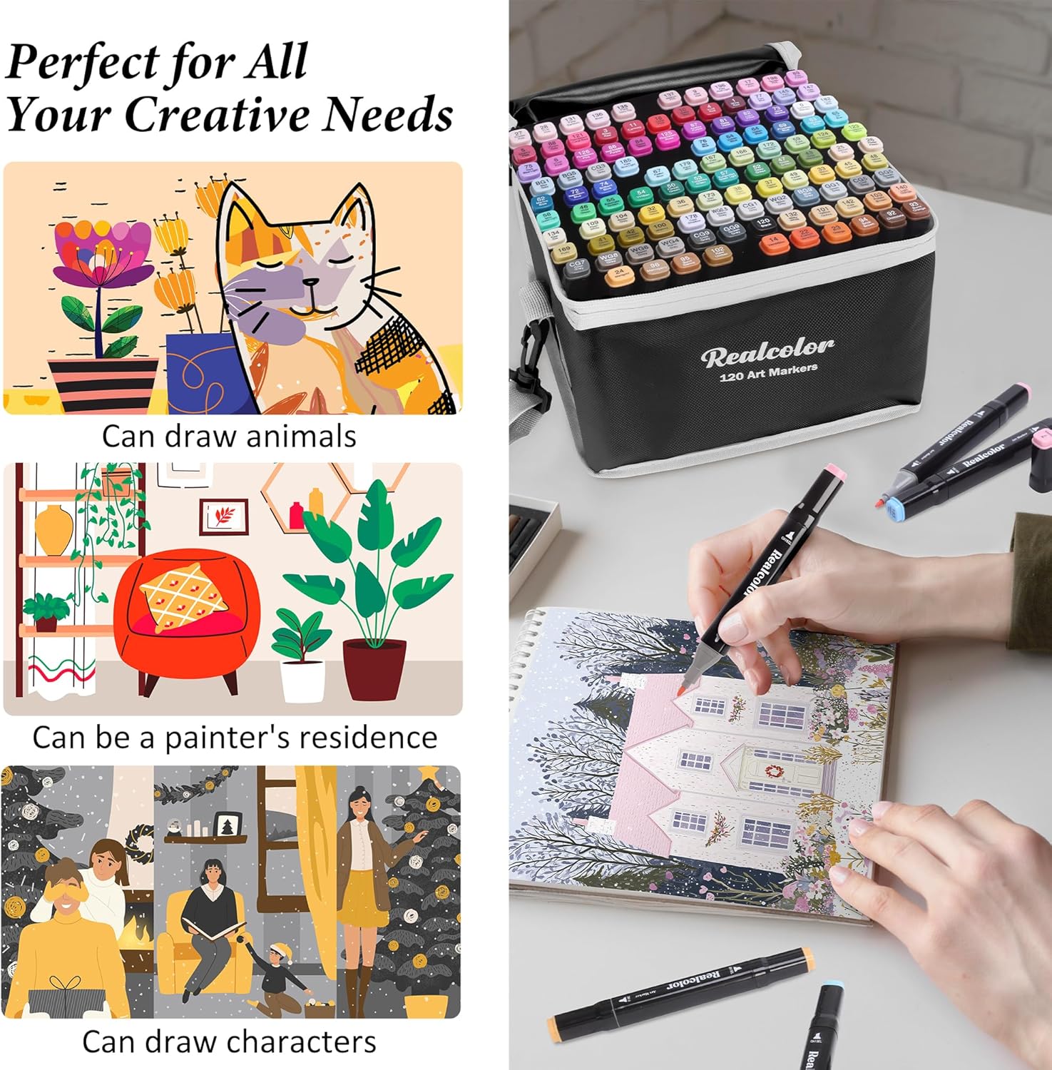 Thumbnail 6 de Realcolor 120 Alcohol Markers Set