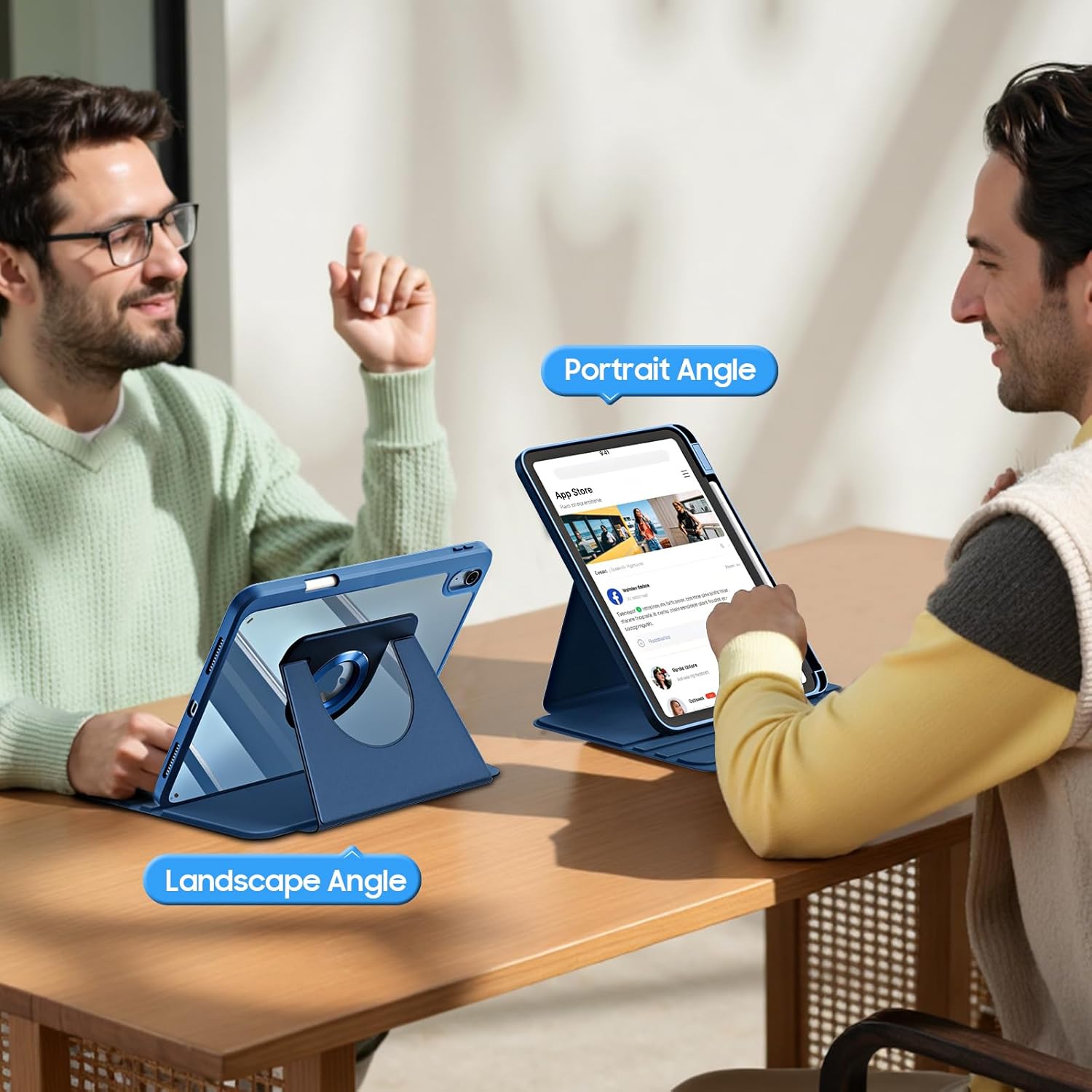 Detalle 2 de FINTIE Rotierende Hülle für iPad A16 11/10. Gen blau