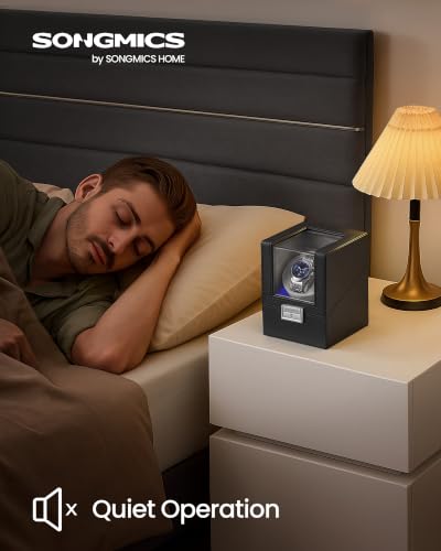 Detalle 2 de SONGMICS Automatic Watch Winder Box with Quiet Motor, Lock and LED Light