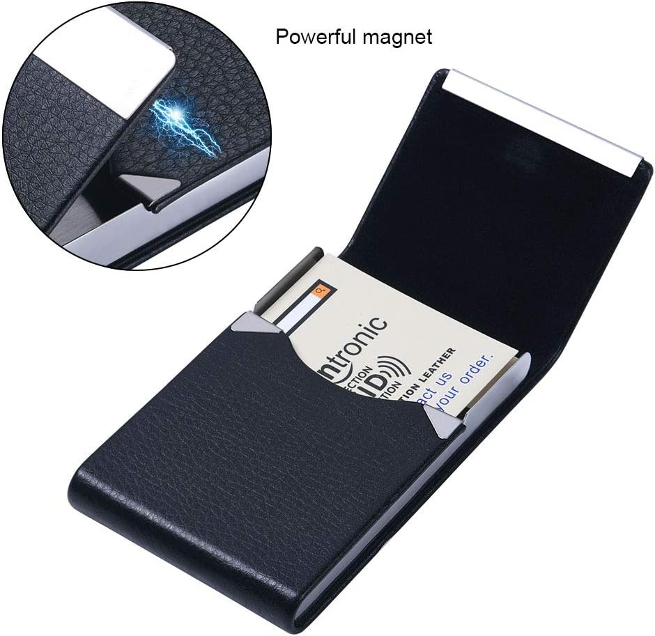 Detalle de flintronic Porta biglietti da visita in pelle PU con fibbia magnetica 👔