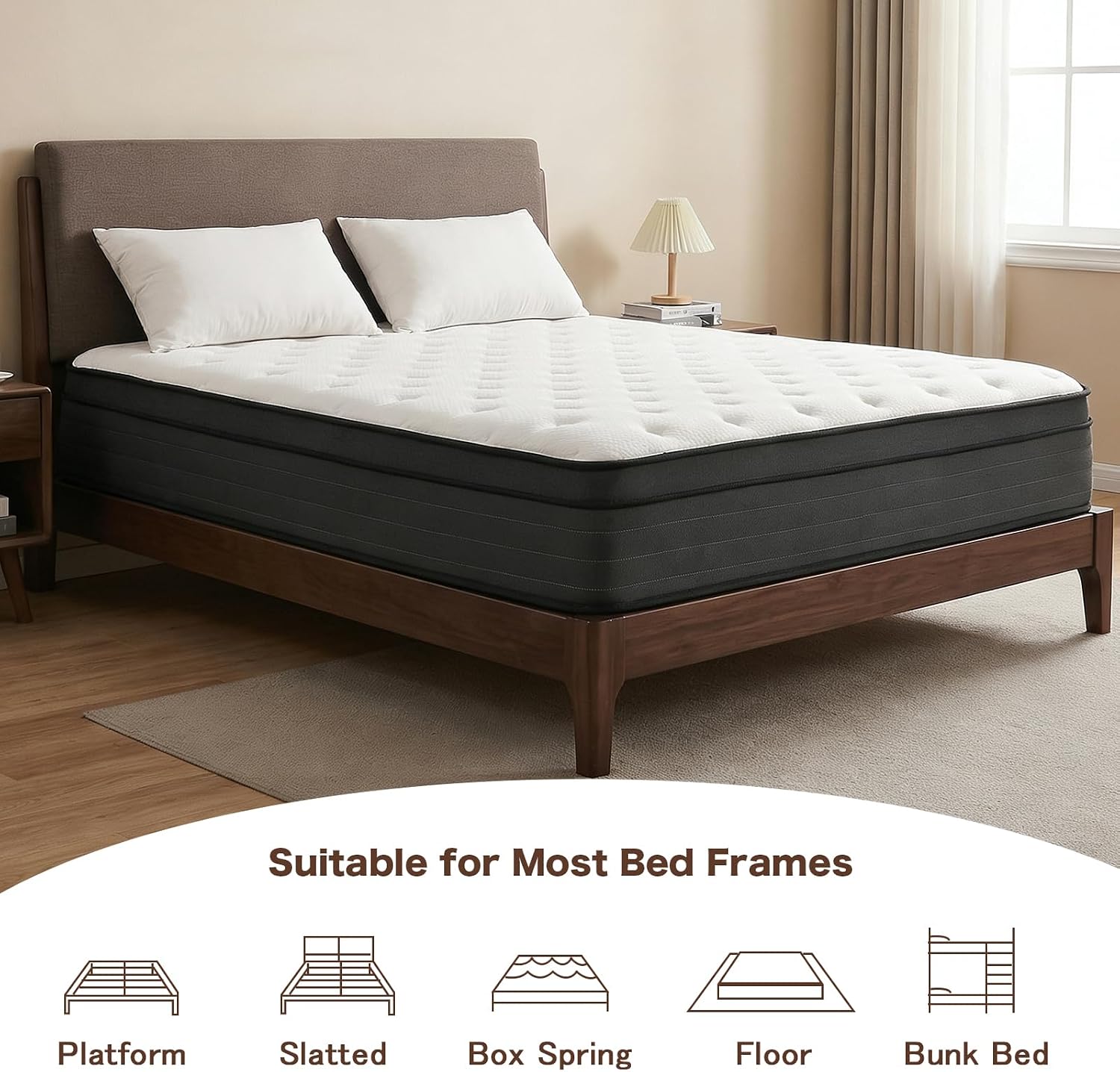 Detalle de Vantto V1-12F Full Hybrid Mattress, 12-Inch, Pocket Springs and Memory Foam