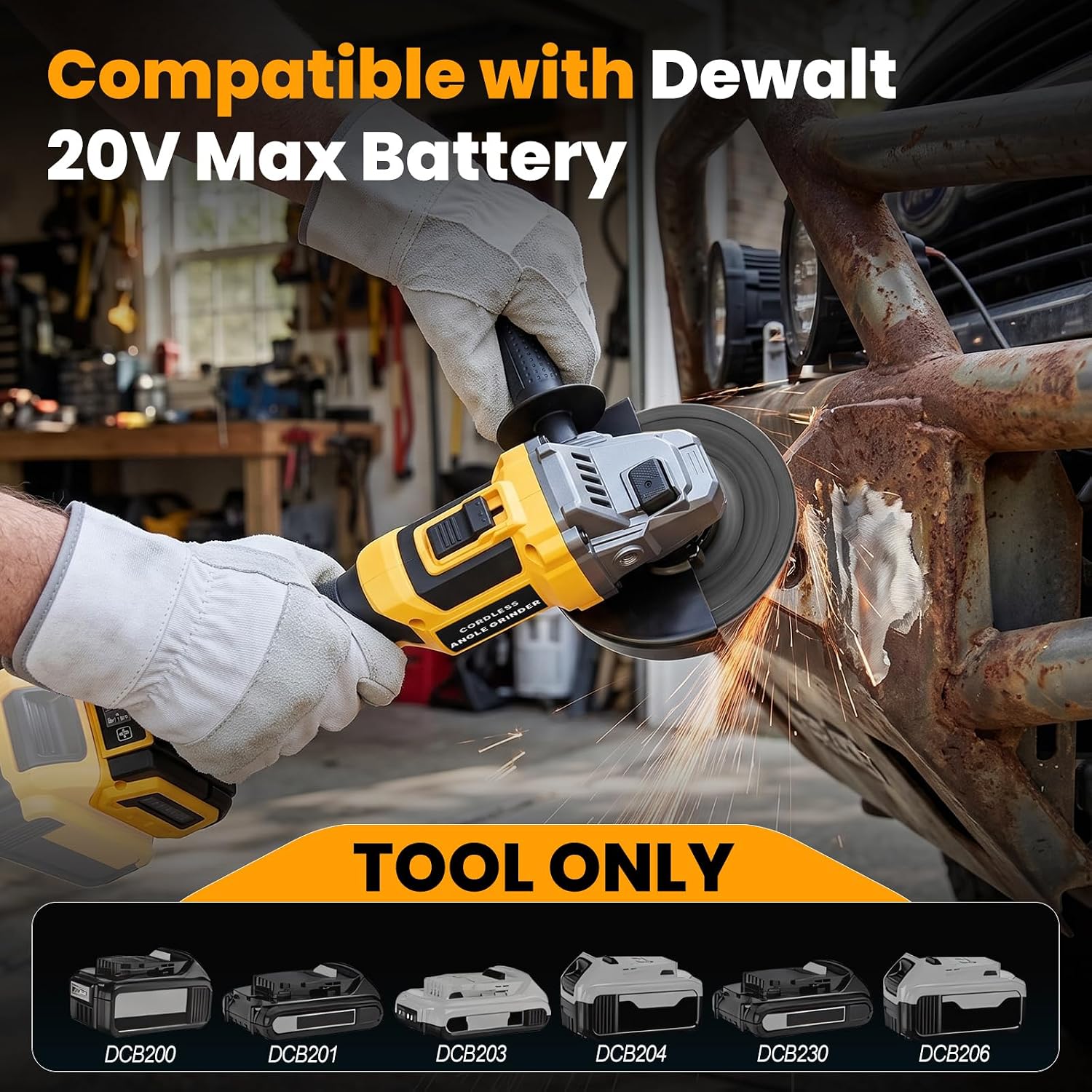 Detalle de Bclythax Cordless Angle Grinder, 4-1/2-inch, 6-Speed with LED Display