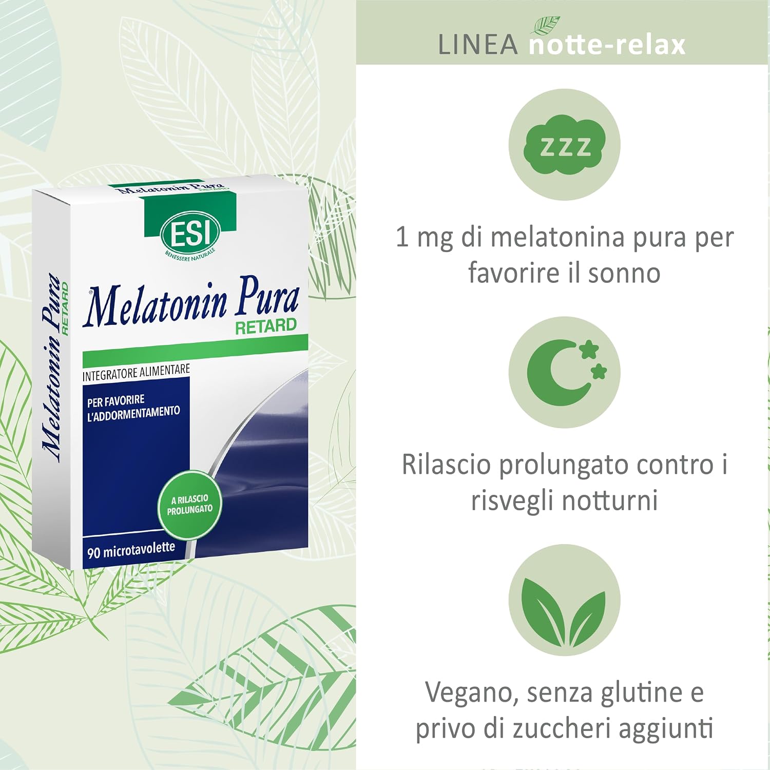 Thumbnail 1 de ESI Melatonin Pura Retard – Integratore di Melatonina a Rilascio Prolungato, 90 Microtavolette