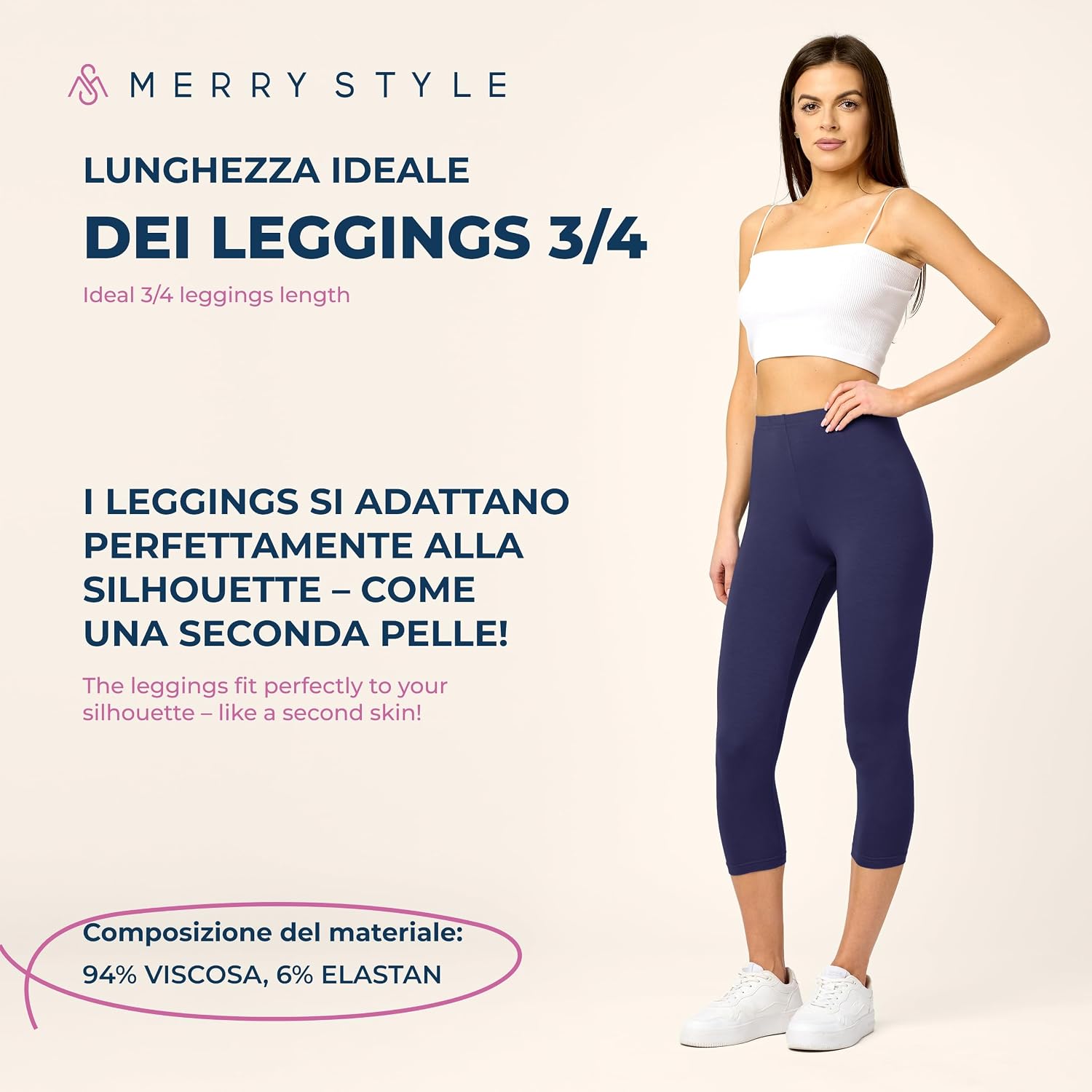 Thumbnail 1 de Merry Style Leggins Corti Donna 3/4 MS10-144: comfort e leggerezza in viscosa traspirante