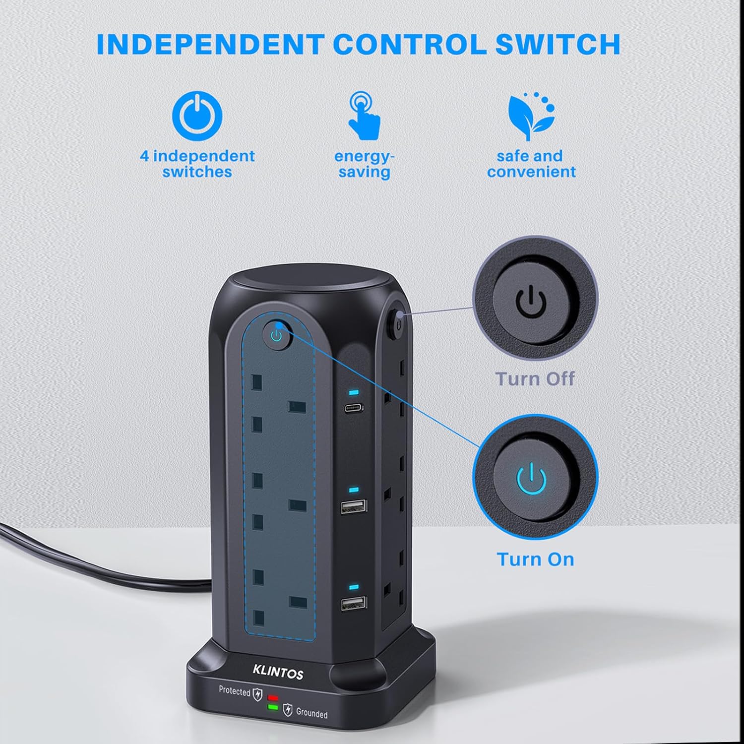 Thumbnail 2 de Tower Extension Lead 5M with 12 Way Surge Protection 🎛