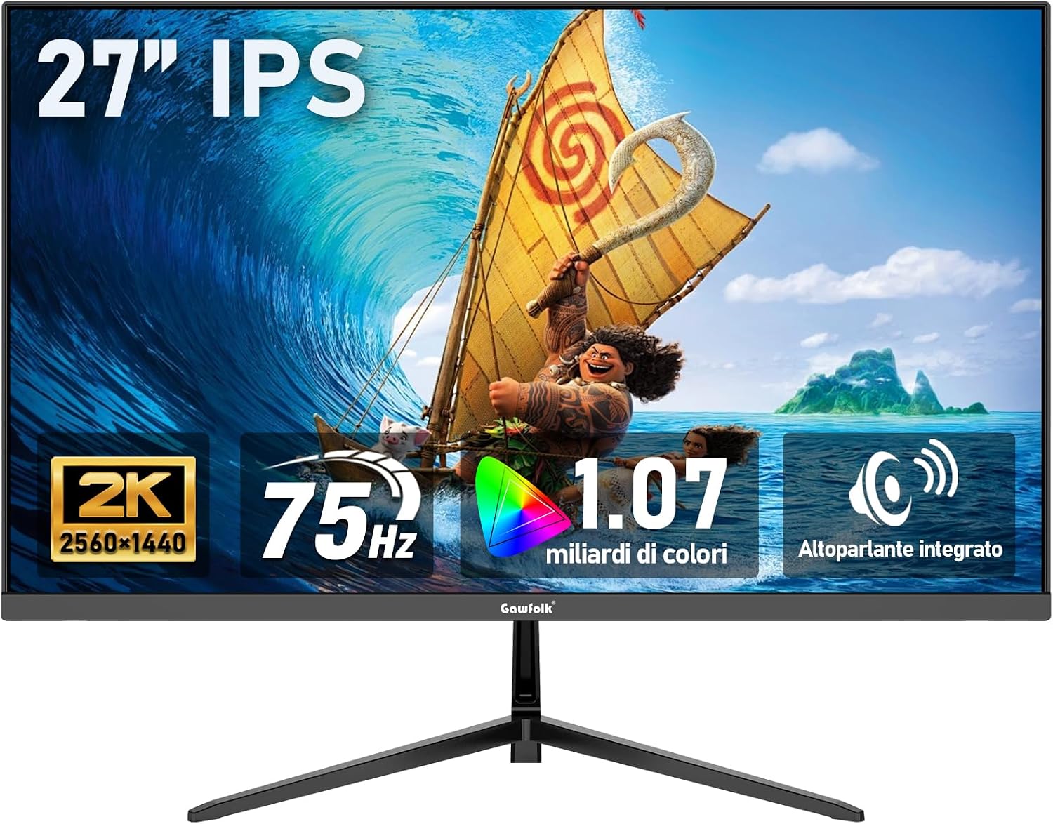 Detalle de Gawfolk Monitor IPS 27 pollici 2K QHD