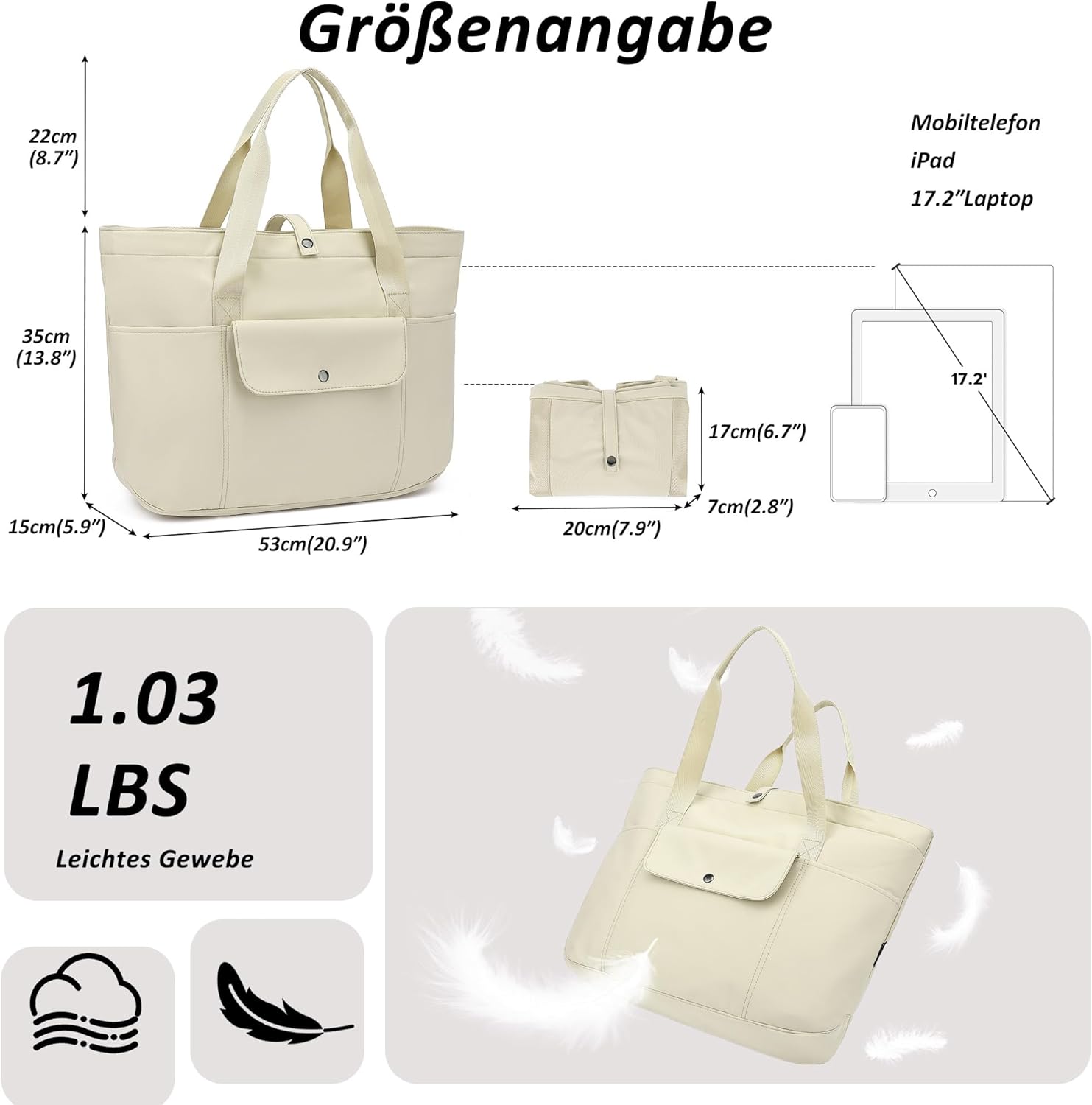 Thumbnail 2 de TANTOMI Handtasche für Damen – Geräumige Allround-Tasche für Arbeit, Schule und Fitness