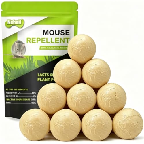Detalle de Nehaii Mouse Repellent with Peppermint Oil – Indoor Rodent Deterrent Balls (Dark Brown, 10 Pack)