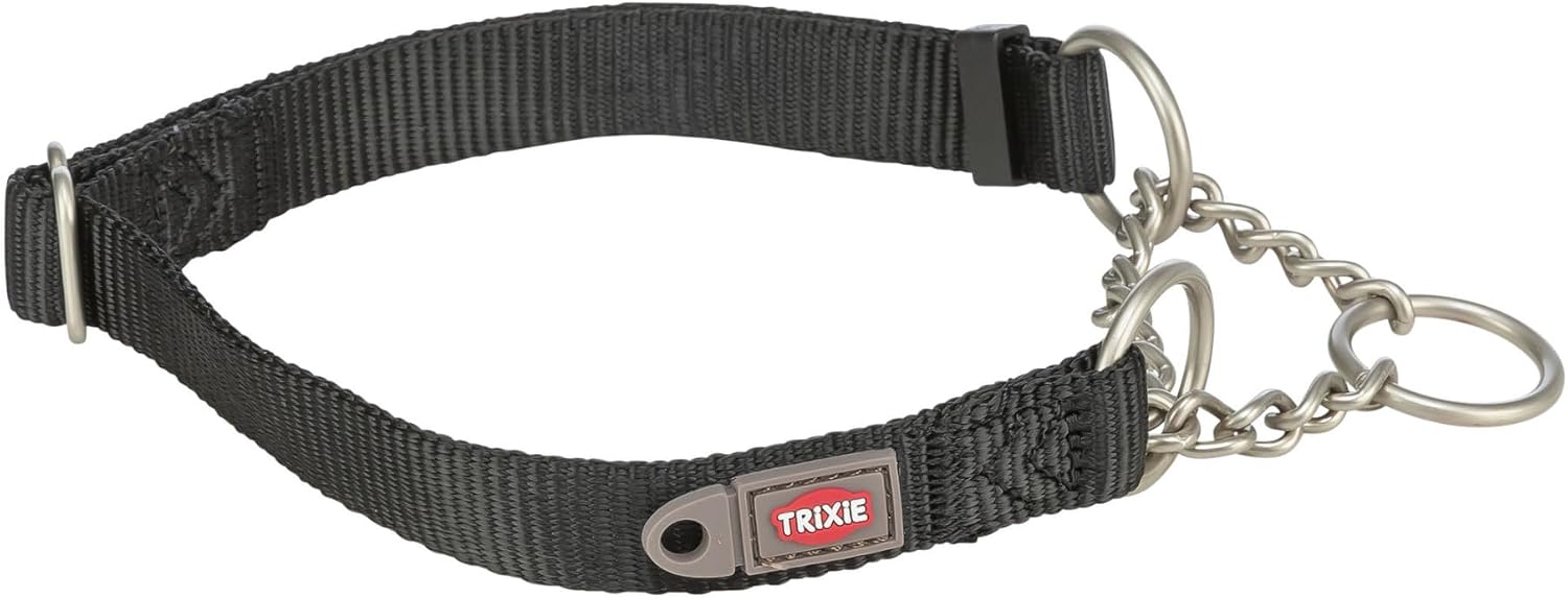 Detalle de TRIXIE Premium 202901 tågstopp-halsband, svart nylon, 25 mm, L–XL