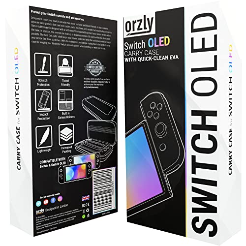 Thumbnail 1 de Orzly funda protectora de viaje para Nintendo Switch (blanca OLED y Switch original) con almacenaje