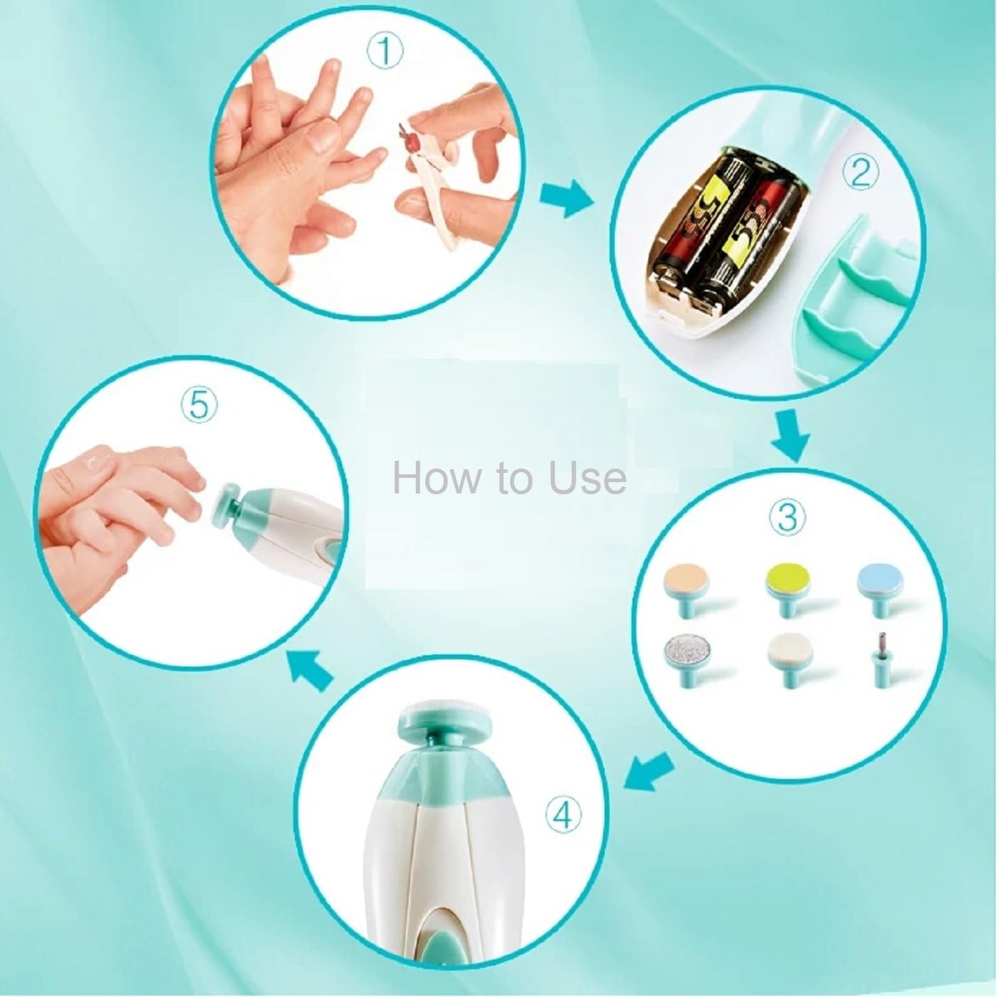 Thumbnail 6 de Baby Nail File Electric Trimmer by Jaybva: 7-in-1 Safe Nail Care Kit for Newborns and Toddlers