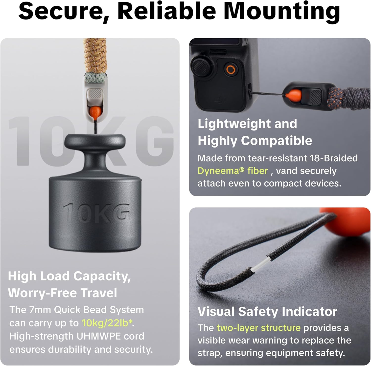 Thumbnail 5 de PGYTECH Camera Strap for DJI Osmo Pocket 3 — 2-in-1 Adjustable Neck & Wrist Strap with Mini Quick Release System
