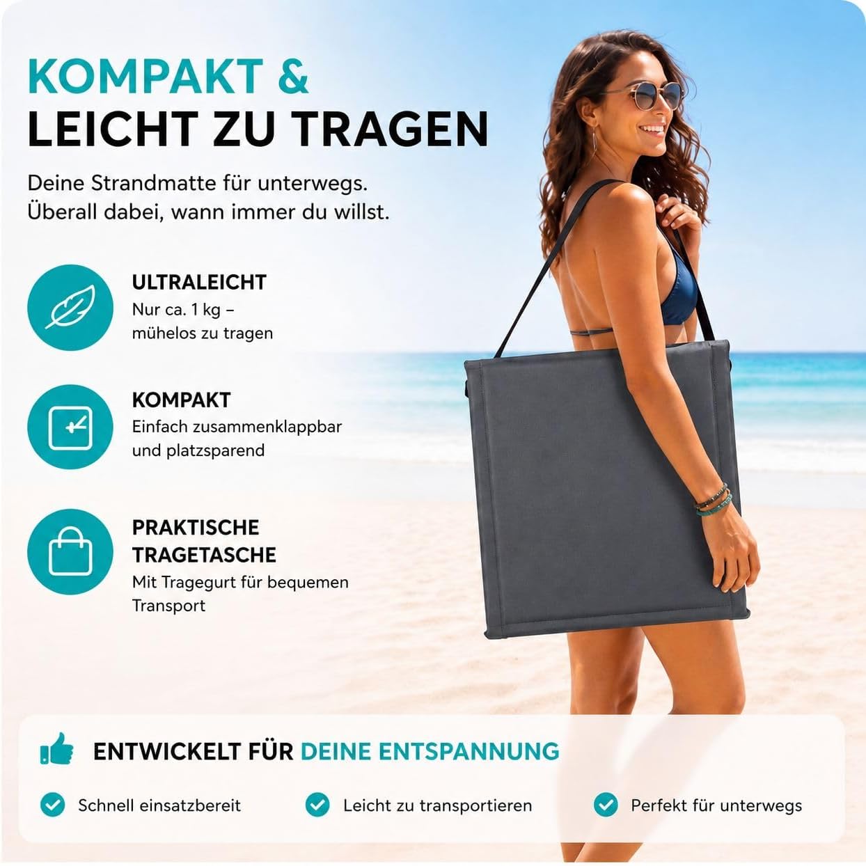 Detalle de Intimo Living 2er Set Strandliegen mit stufenlos verstellbarer Rückenlehne – Grau