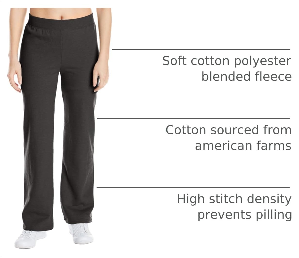 Thumbnail 3 de Hanes EcoSmart O4634 Women's Open-Bottom Fleece Sweatpants