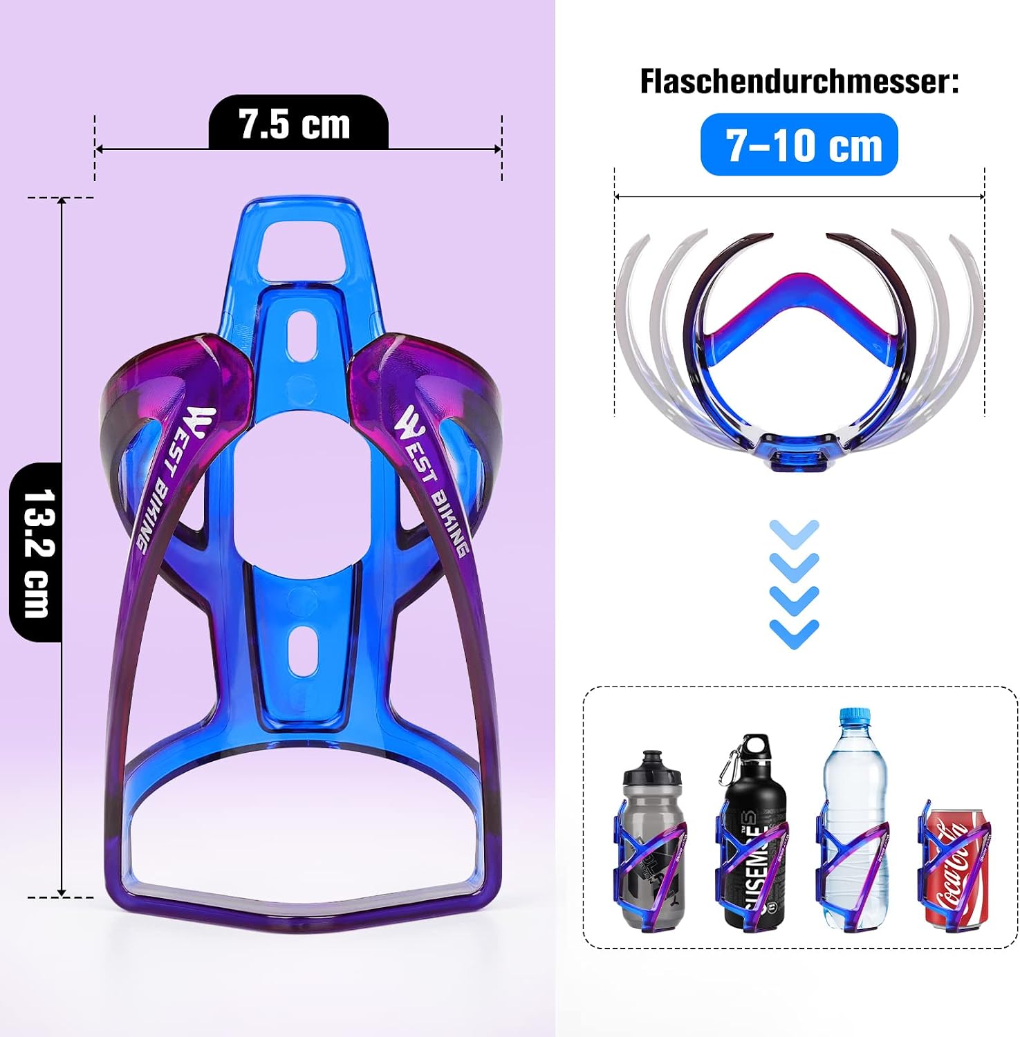 Detalle 2 de Flaschenhalter Fahrrad – Verbesserte Version, langlebig, leicht & universell passend (0,5–1,1 l)