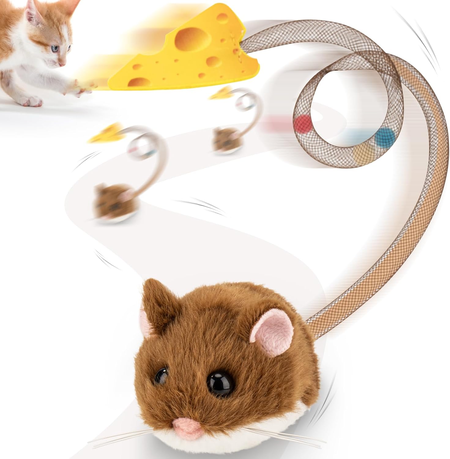 Detalle de Migipaws giocattolo interattivo per gatti con topolino elettrico e coda flessibile (ricaricabile)