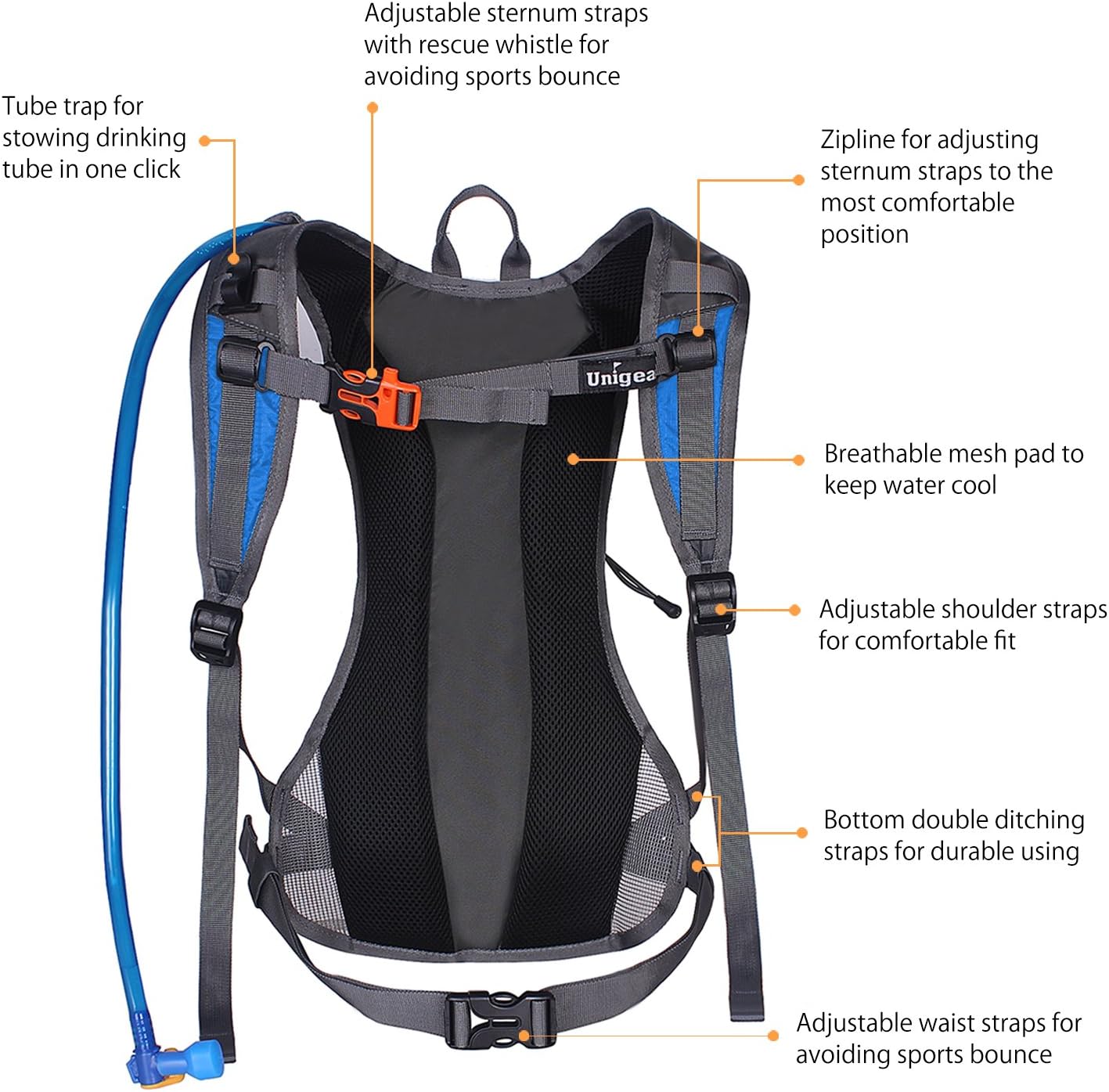 Detalle de Hydration backpack with 2L water bladder