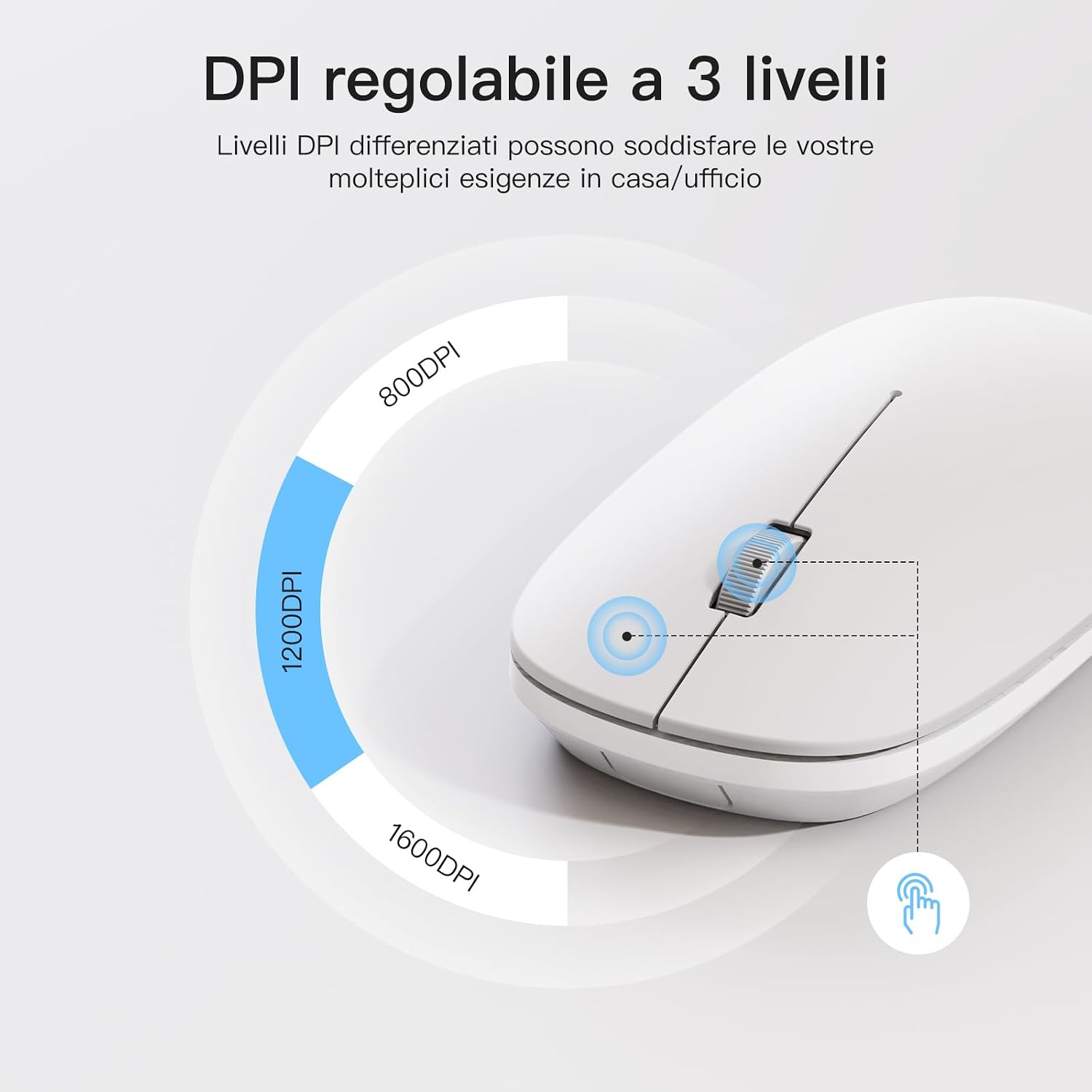Detalle 2 de OMOTON Mouse Bluetooth per Mac OS Bianco