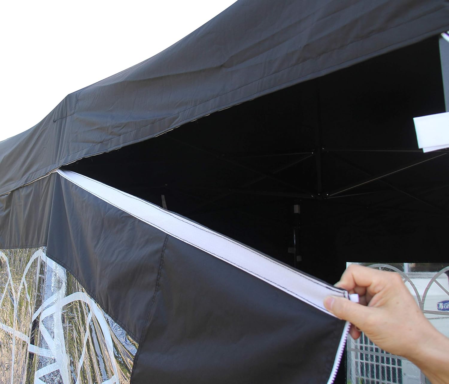 Detalle de All Seasons Gazebos Pavillon Ultra-résistant à Ouverture instantanée 2,5 m x 2,5 m avec 4 poids et panneaux latéraux - Noir