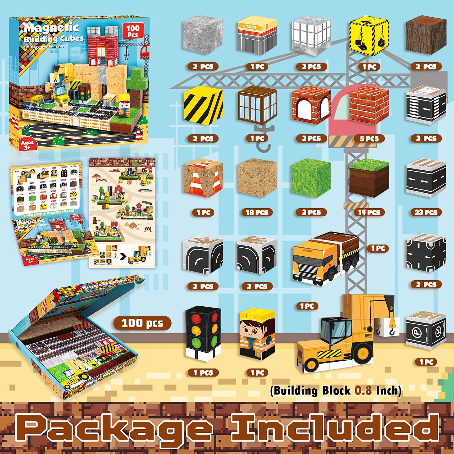 Detalle 2 de ToyUnited Magnetic Blocks 100PCS Set