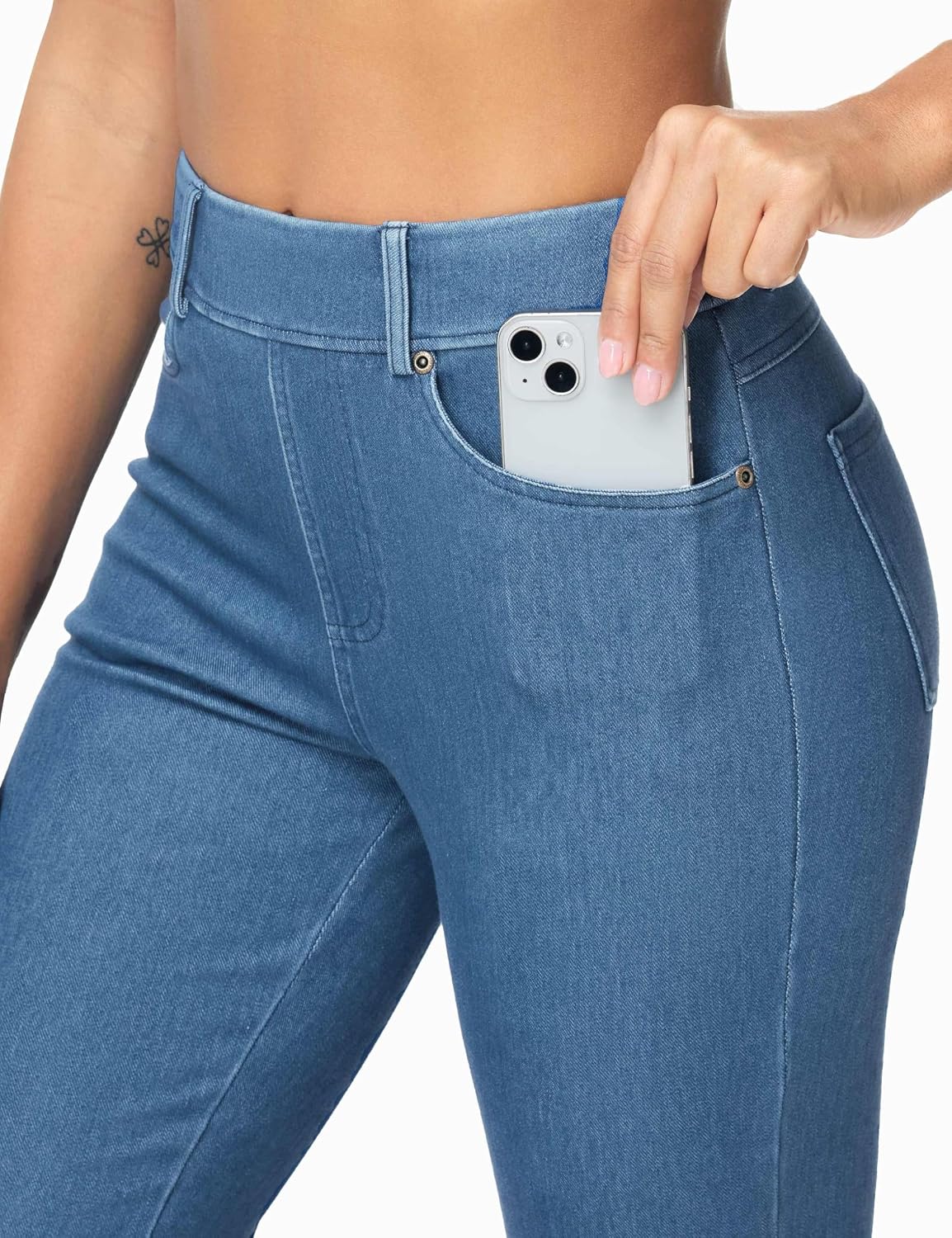 Detalle 2 de THE GYM PEOPLE Women's Wide-Leg Flared Jeans, High-Waist Stretch Denim