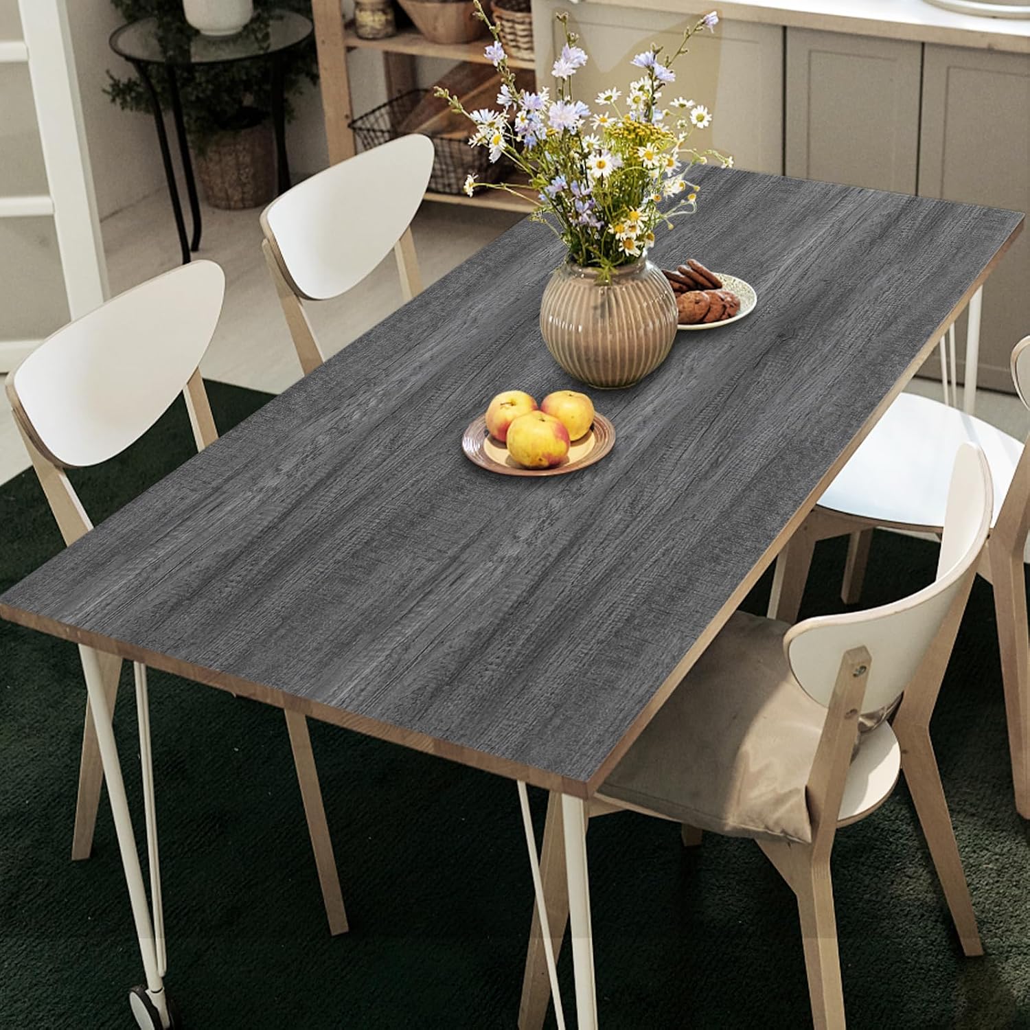 Detalle de Decoroom Grey Wood Effect Vinyl Wrap 30x200cm – Self-Adhesive Sticky Back Plastic