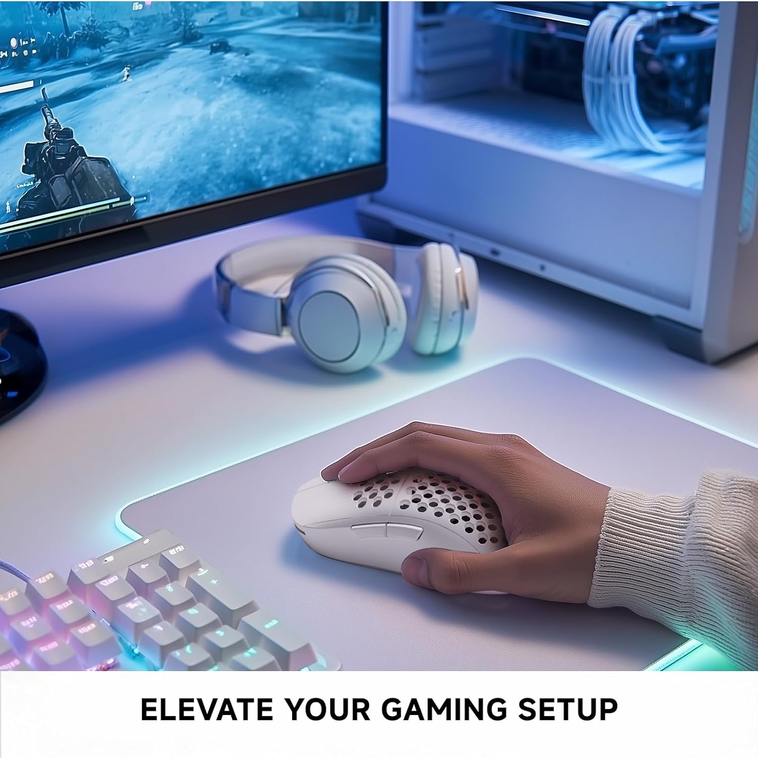 Thumbnail 6 de TMKB Wireless Gaming Mouse (24000DPI Optical Sensor, 6 Programmable Buttons) — Matte White