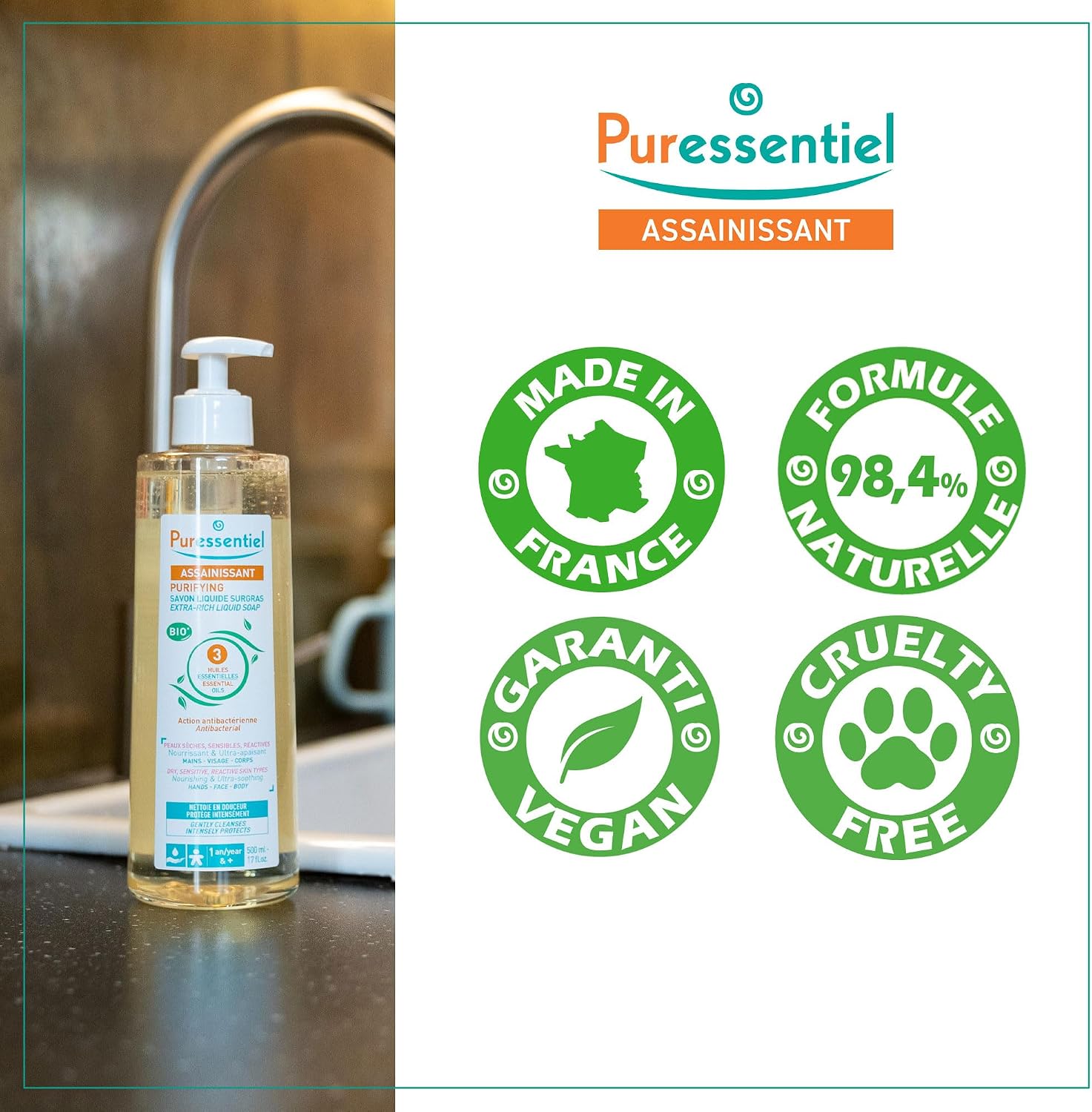 Detalle 2 de Puressentiel Assainissant Savon liquide 500 ml