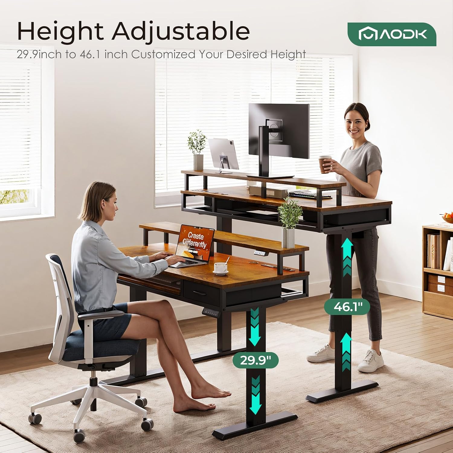Thumbnail 3 de AODK d4f3f40d-1e2c-471e-a722-e216c15f2791 55-Inch Electric Standing Desk