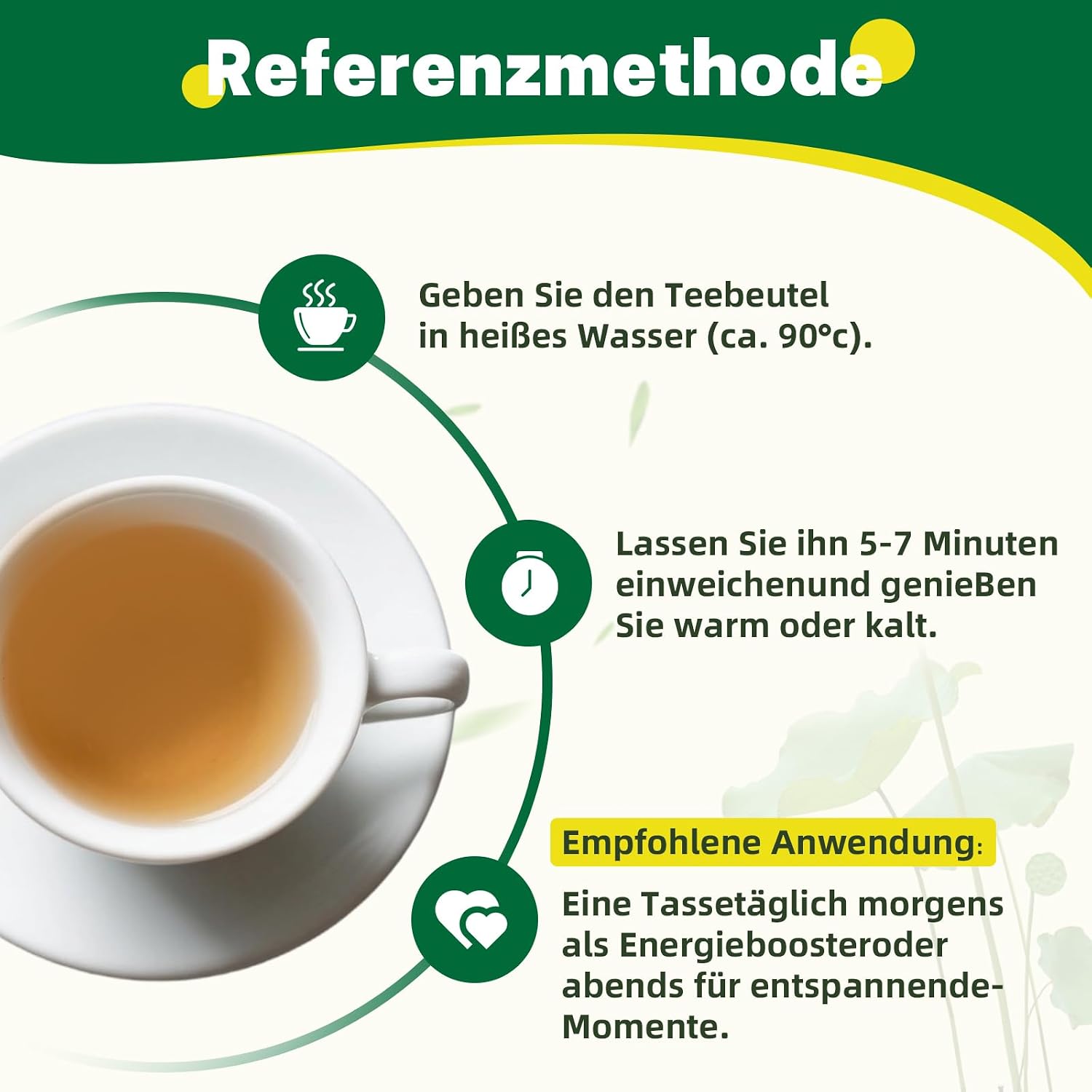 Detalle de 28 Tage Kräutertee mit Grüntee, Lotusblatt, Cassia Samen, Maulbeerblatt & Moringa Samen – Sanfter Kräutergenuss für den Alltag