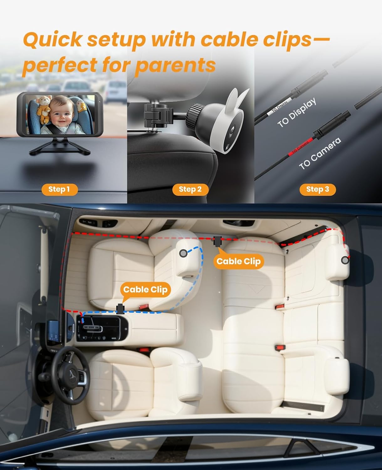 Thumbnail 4 de Babyvue BV2 Baby Car Camera with 1080p HD, 360° Rotation and Night Vision