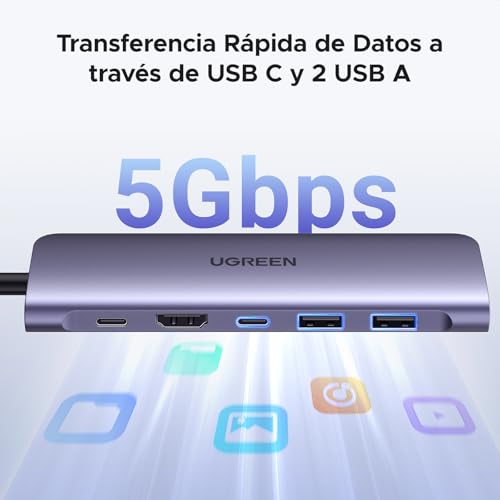 Thumbnail 3 de UGREEN Revodok 1071 Hub USB C 7 en 1 con HDMI 4K, lector SD/TF y carga PD 100W