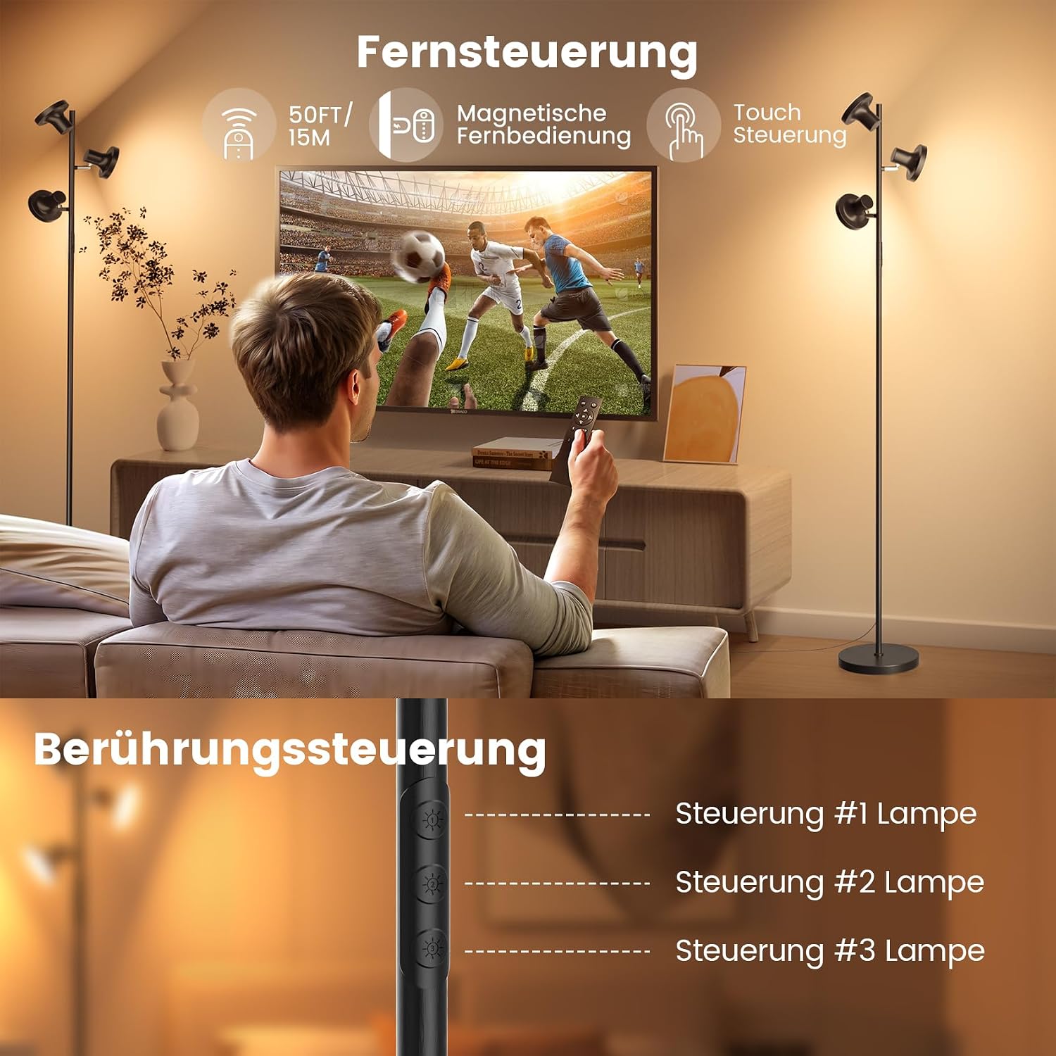 Detalle 2 de SIBRILLE Stehlampe LED 36W dimmbar 2500 lm