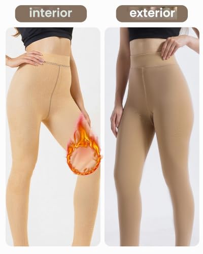 Detalle de HOWIN medias térmicas de mujer con efecto transparente y forro polar
