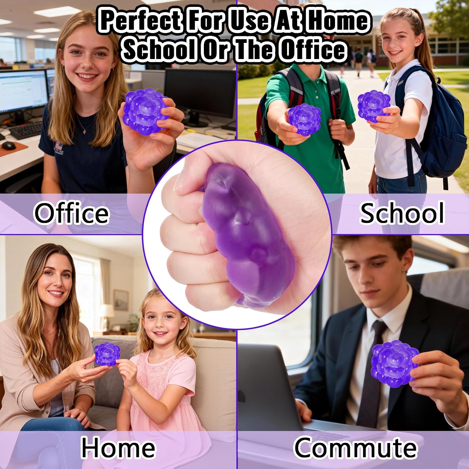Detalle 2 de Puffwize Cube Squishy-Puffwize-1.96-Purple Fidget Toy, Purple TPR Cube
