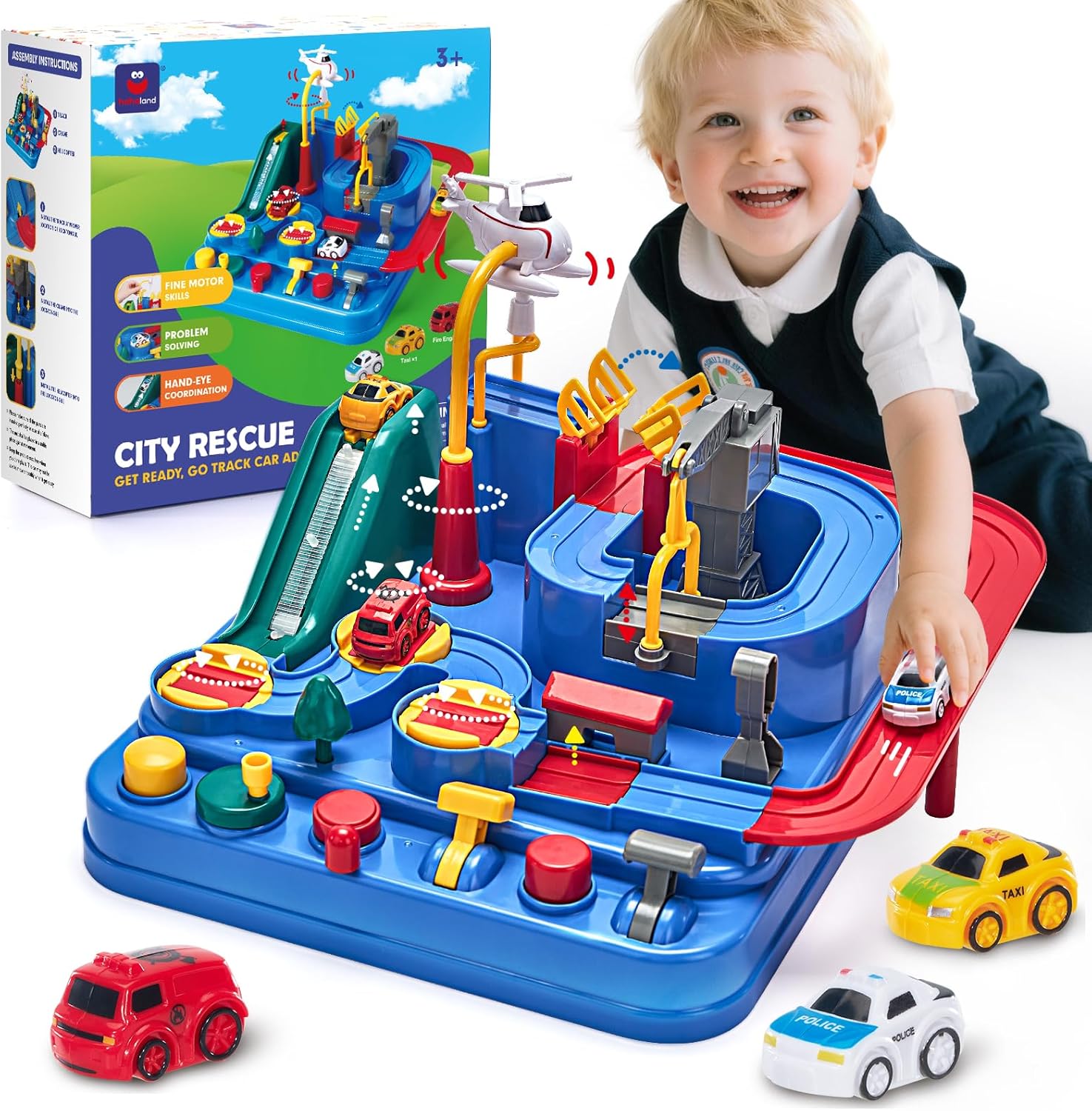 Detalle de hahaland Auto Spielzeug ab 2 Jahren – Montessori Motorik Spielzeugauto