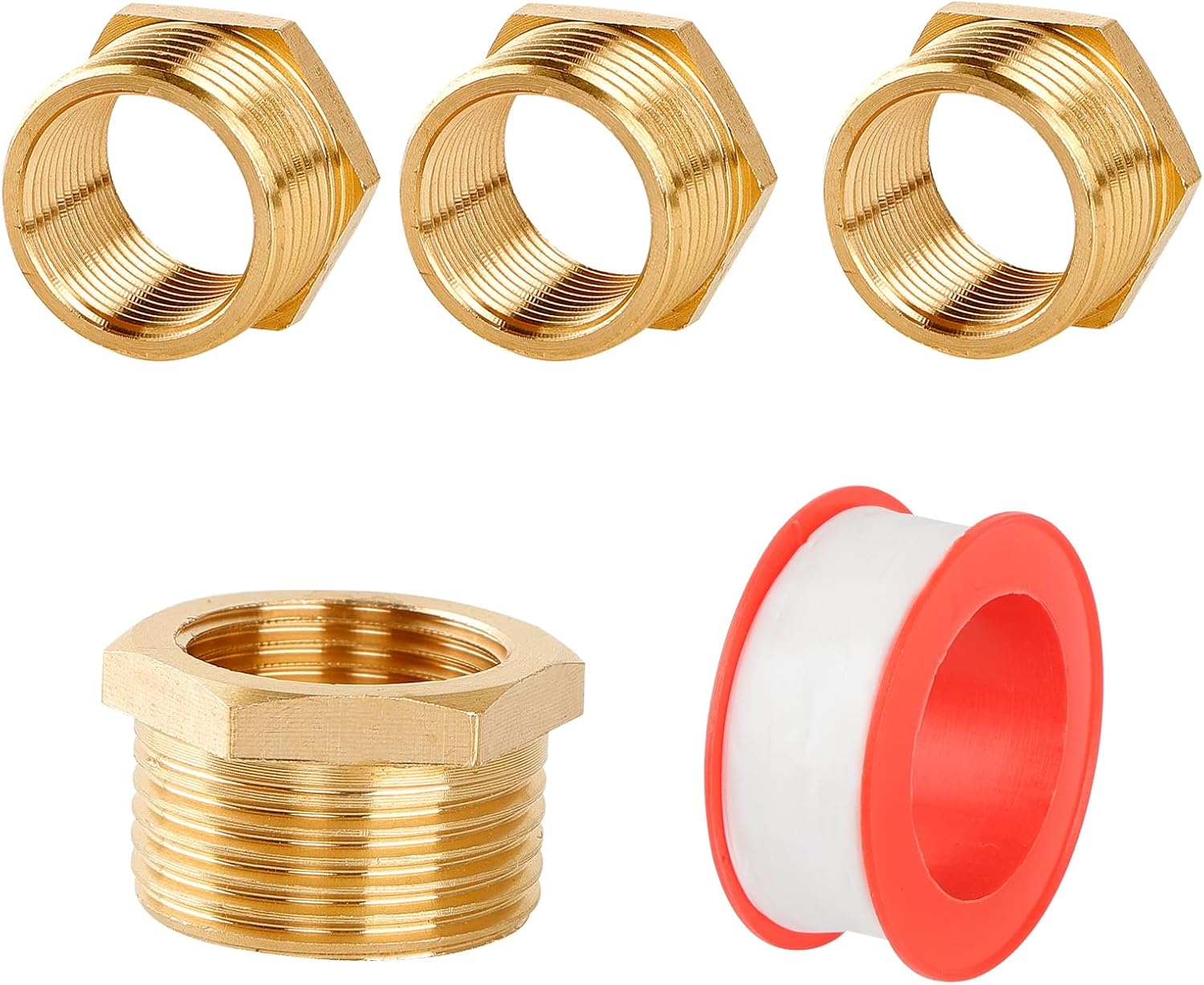 4 Stück Messing Reduzierung 3/4" auf 1/2" – Gewindefitting mit Innen- und Außengewinde