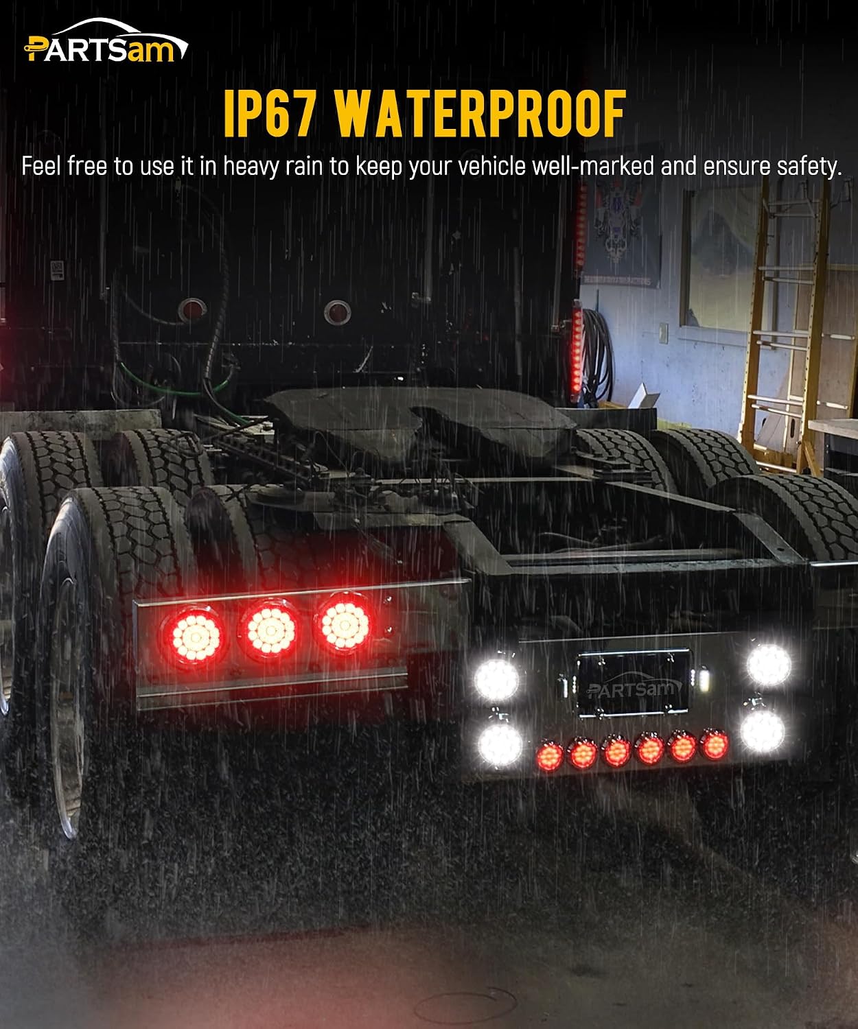 Thumbnail 6 de PARTSam GTCV-0652883157 4-Inch Round Red/White LED Truck and Trailer Lights