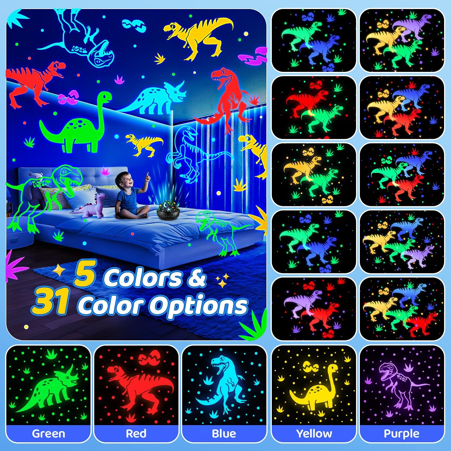 Detalle 2 de Dinosaur Night Light Projector 31 colours