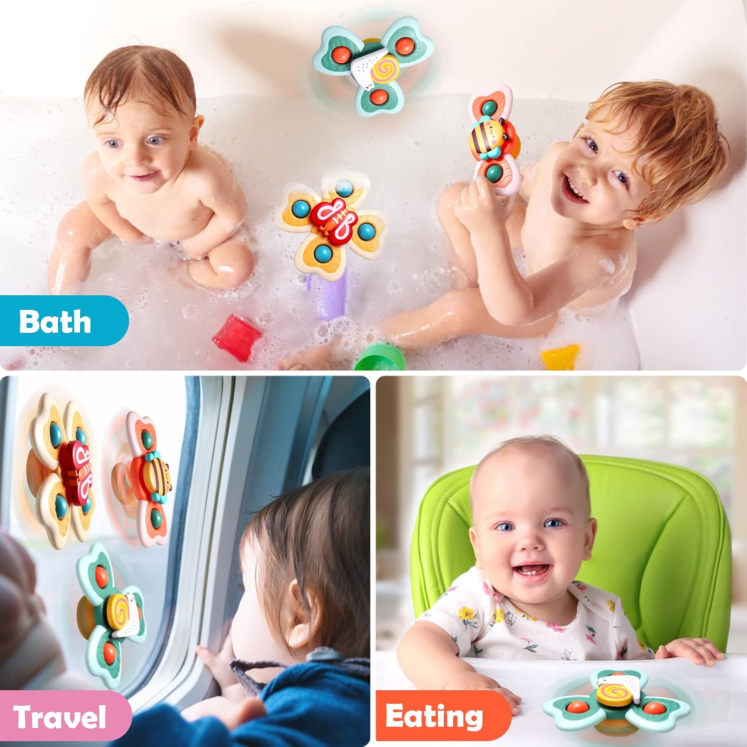 Detalle 2 de Hooku Suction Spinner Toys 3-pack baby toys