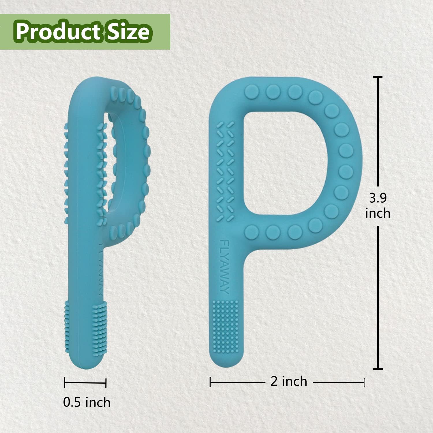 Detalle 1 de Flyaway P-Shape Silicone Baby Teethers, 4-Pack with Textured Surfaces
