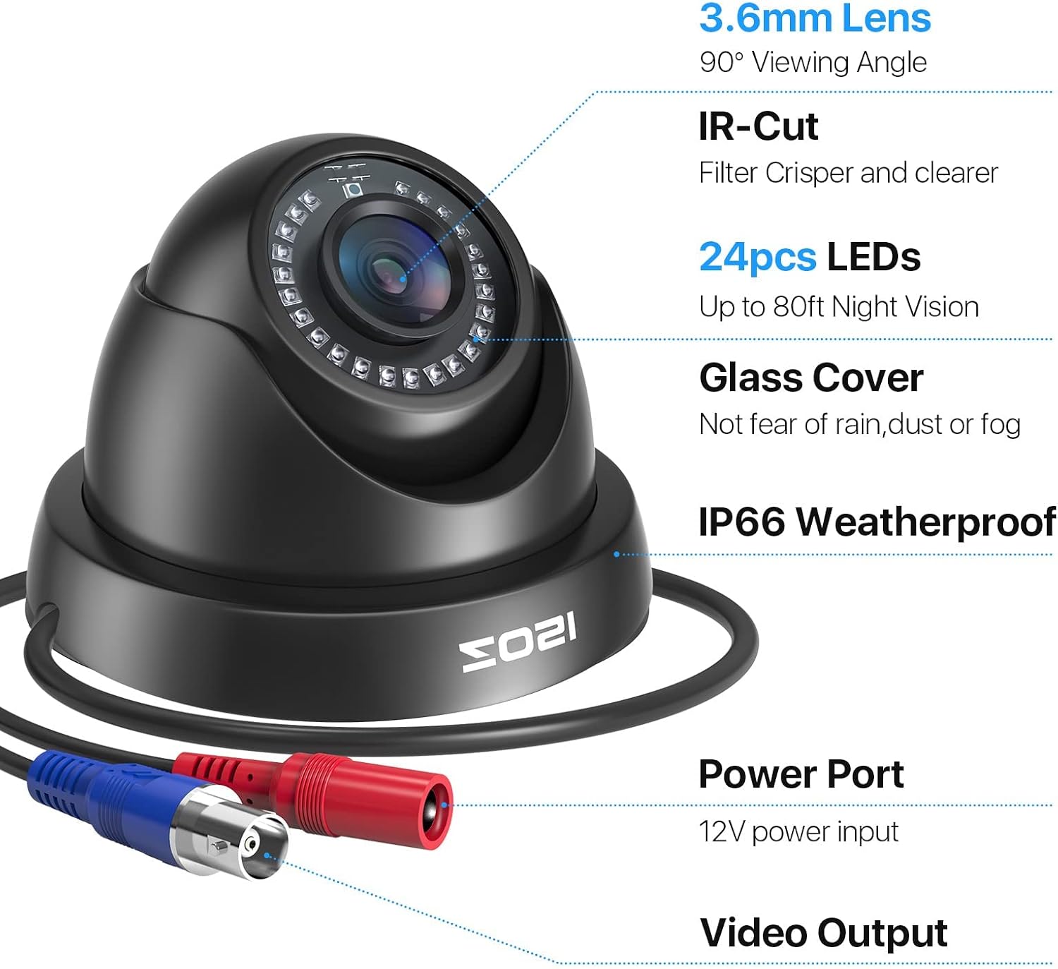 Detalle 2 de ZOSI 4 Pack 1080P Dome Security Cameras 80ft