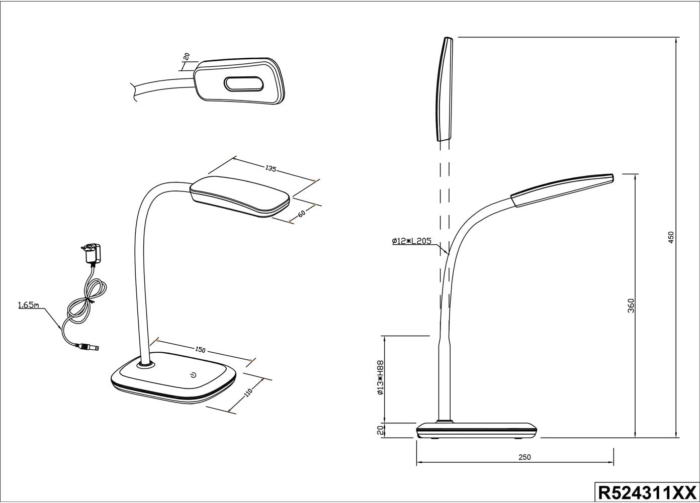 Detalle 2 de Reality Leuchten Lampe de bureau 3,5 W