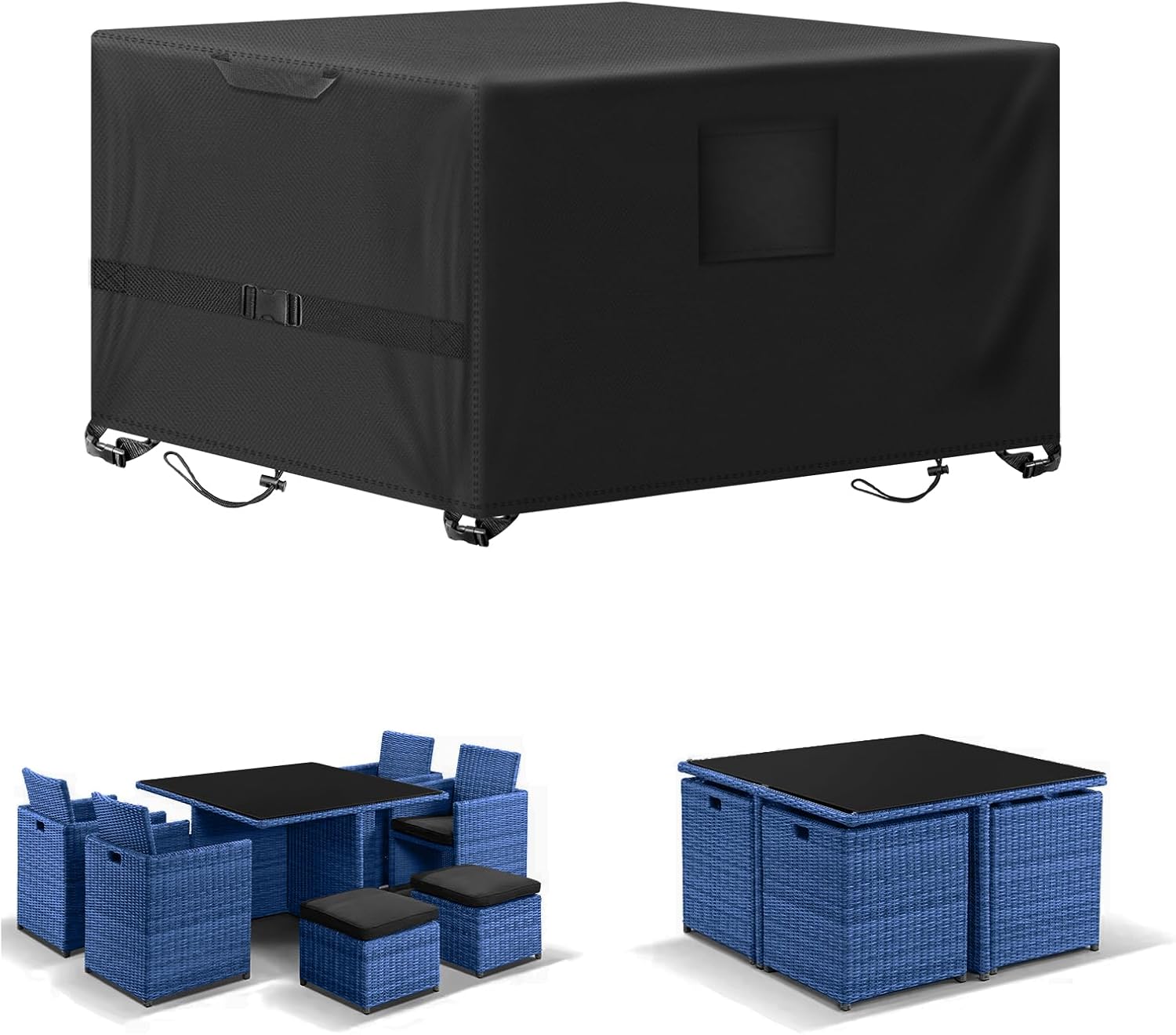 Detalle de Kovshuiwe Copertura Tavolo Giardino 120x120x74 cm – Protezione impermeabile e anti-UV per tavoli e sedie da esterni