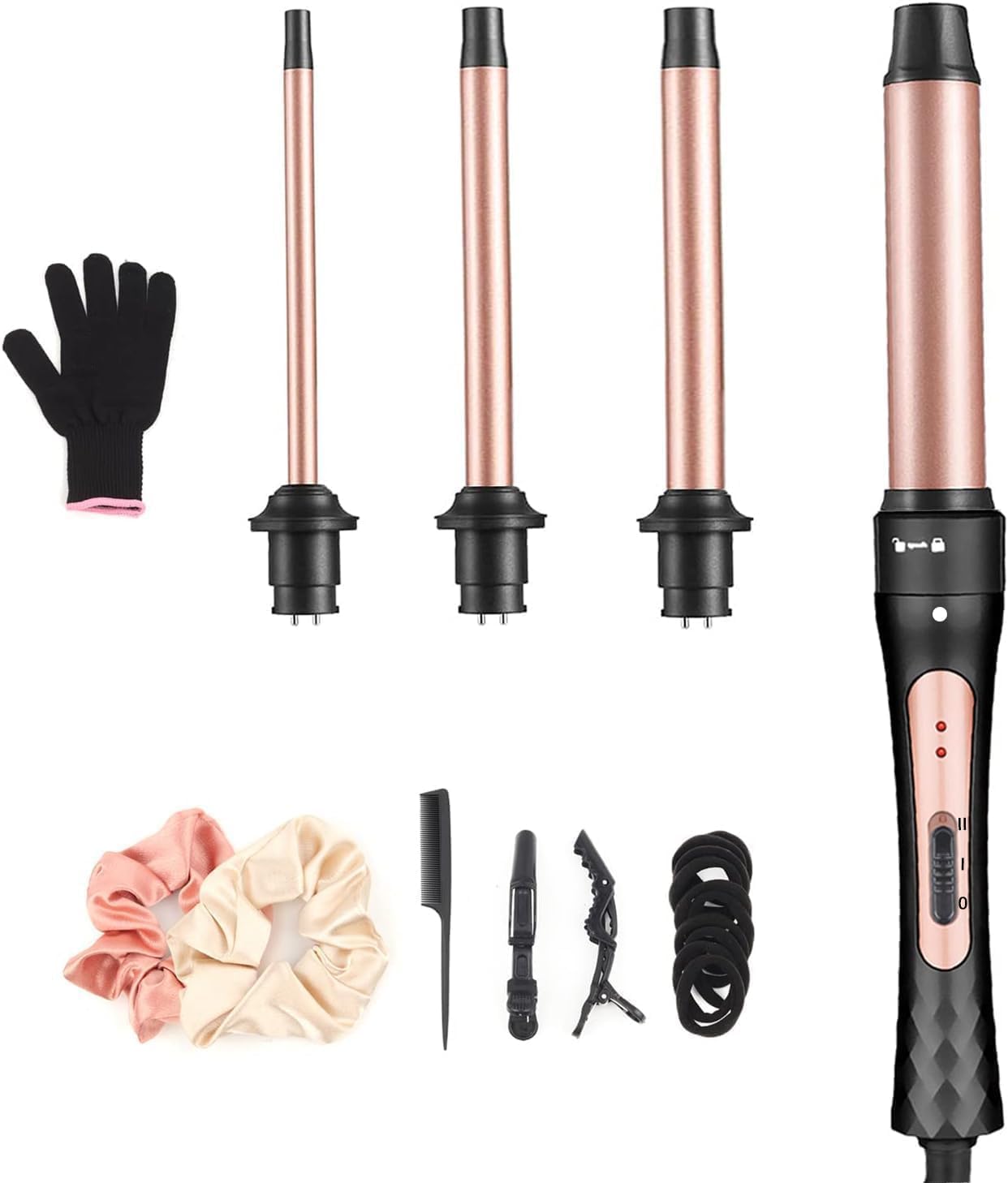 Detalle de JAETON CW400G 4-in-1 Curling Wand Set with Ceramic Barrels and Dual Voltage