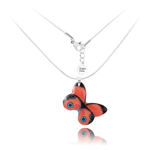Detalle de Dragon Porter Belle Pendentif Réglable Papillon Brun et Blanc — Collier Femme
