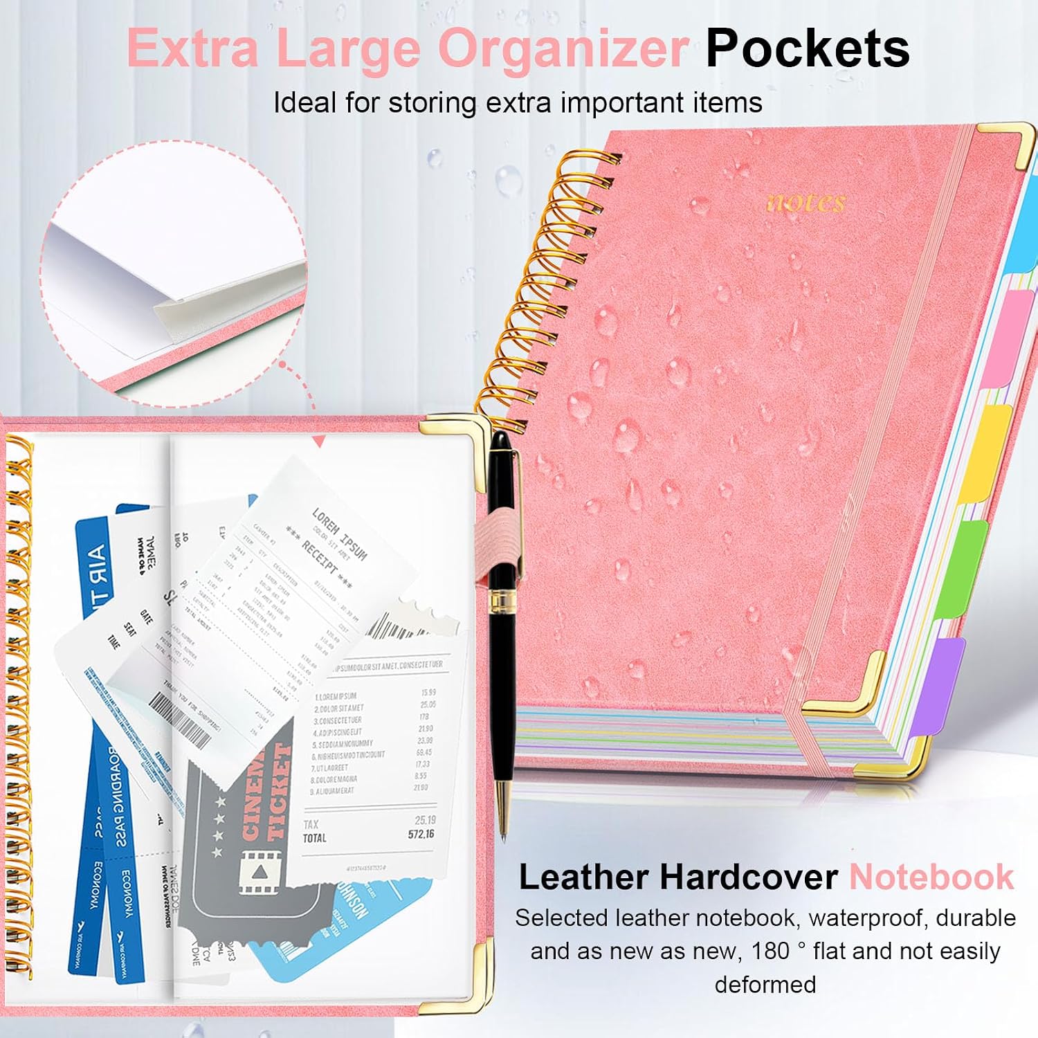 Detalle 2 de GDGDSY 001 Hardcover Spiral Notebook, 8 x 10, 300 Pages, Pink