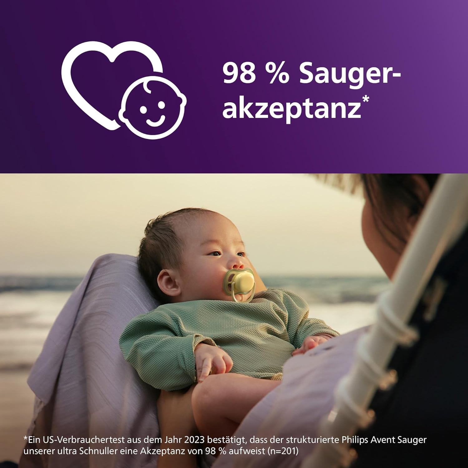 Detalle de Philips Avent ultra air Schnuller 0–6 Monate, kiefergerecht, 4er-Pack + 2 Sterilisationsbehälter – SCF087/21