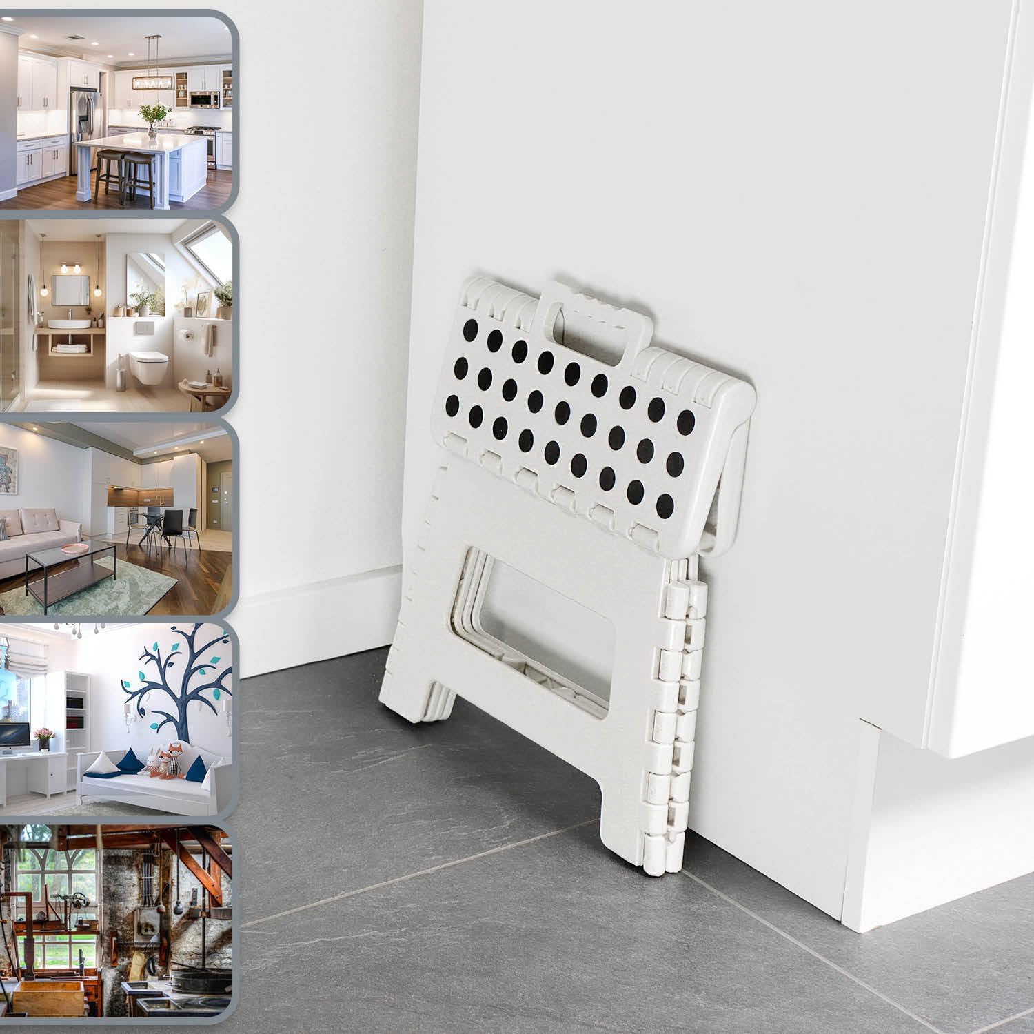 Detalle de COM-FOUR® Escalón Plegable Antideslizante - Taburete Portátil