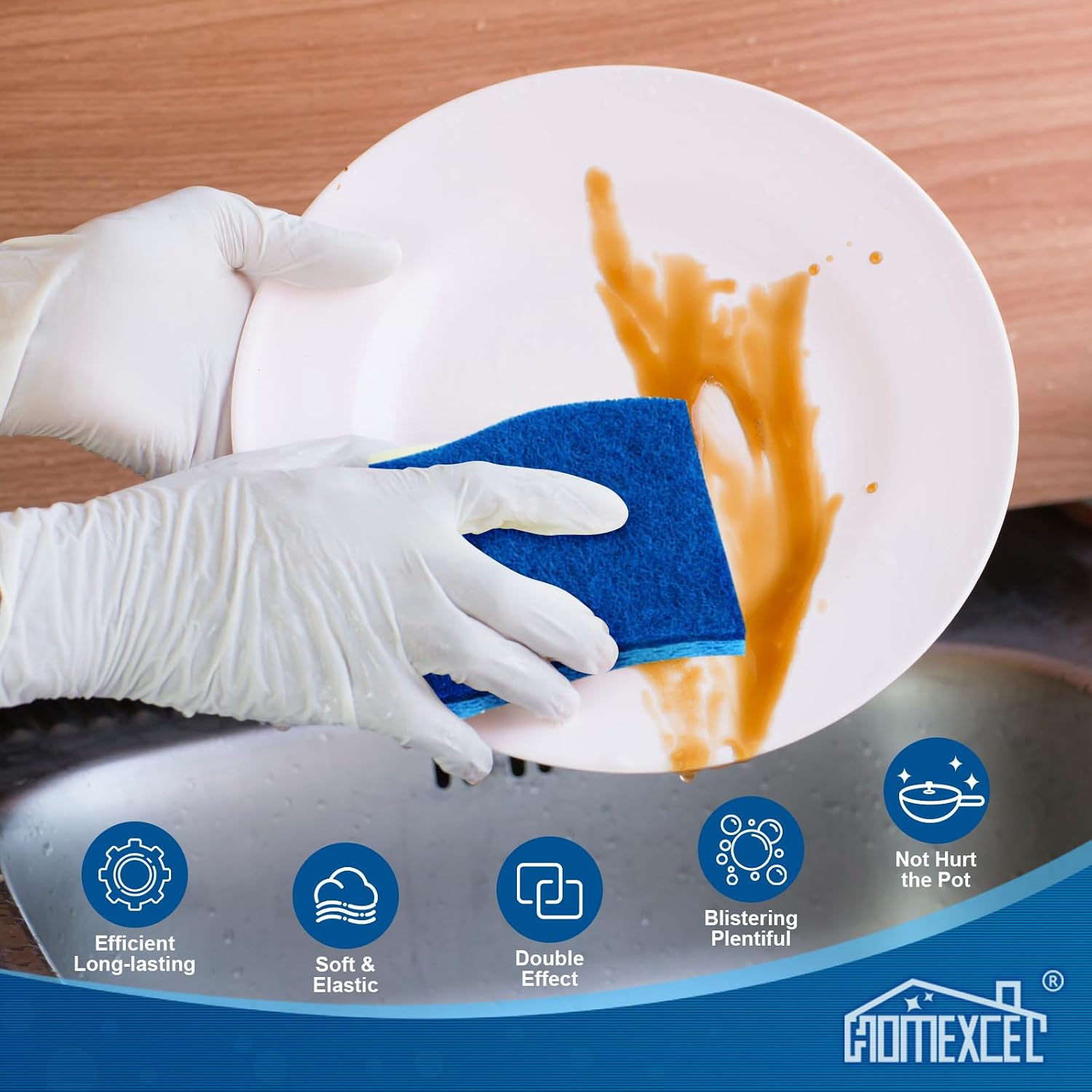 Detalle de HOMEXCEL All-Purpose Scrubbing Dish Wand, 24-Pack Dual-Sided Kitchen Sponges